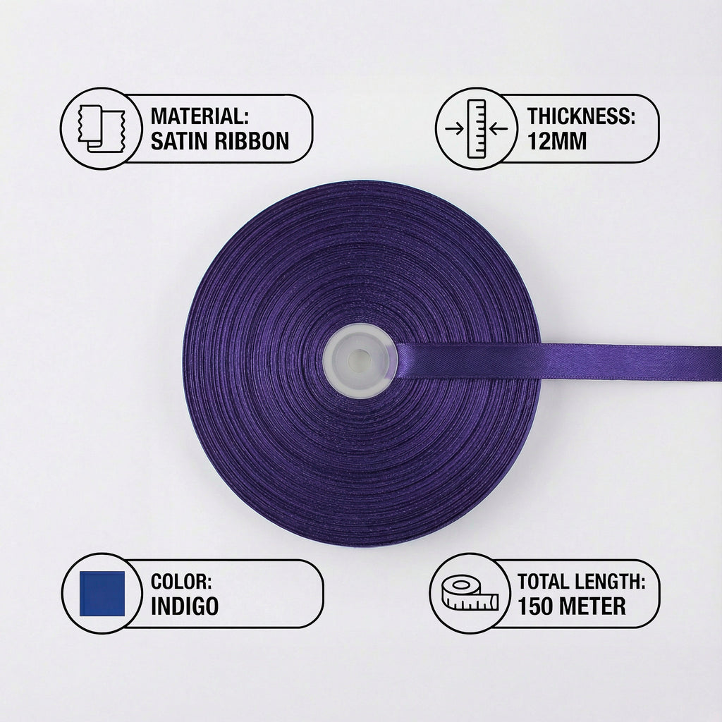 Satin Ribbon 12Mm 150Mtr  Indigo