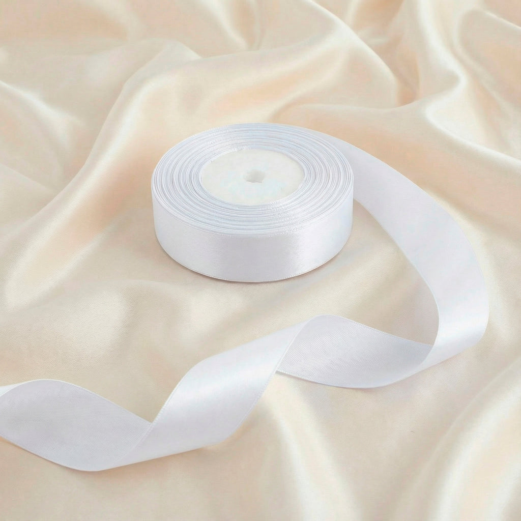 Satin Ribbon 25Mm 50Mtr White