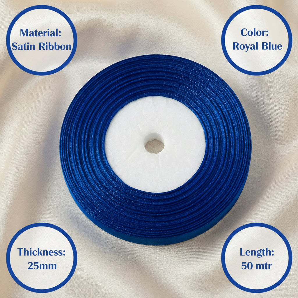 Satin Ribbon 25Mm 50Mtr Royal Blue