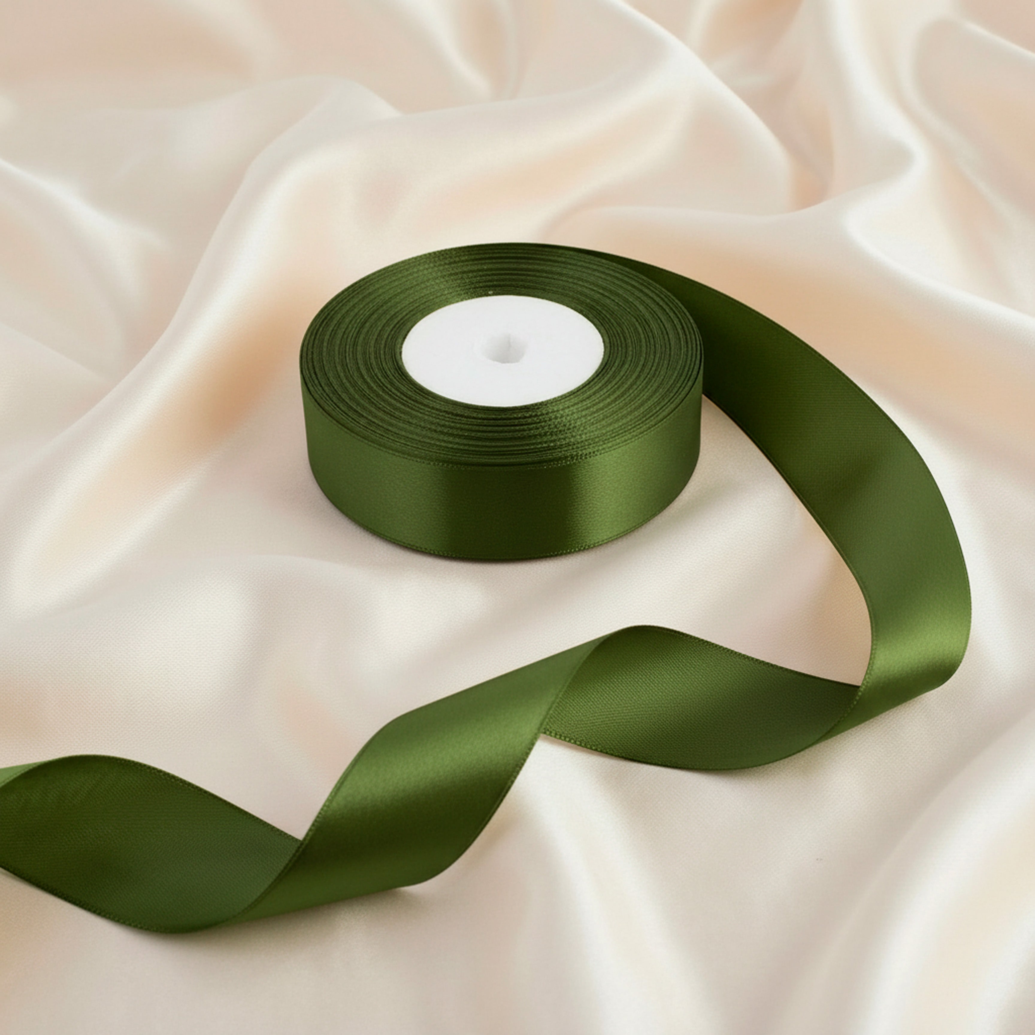 Satin Ribbon 25Mm 50Mtr Olive Green