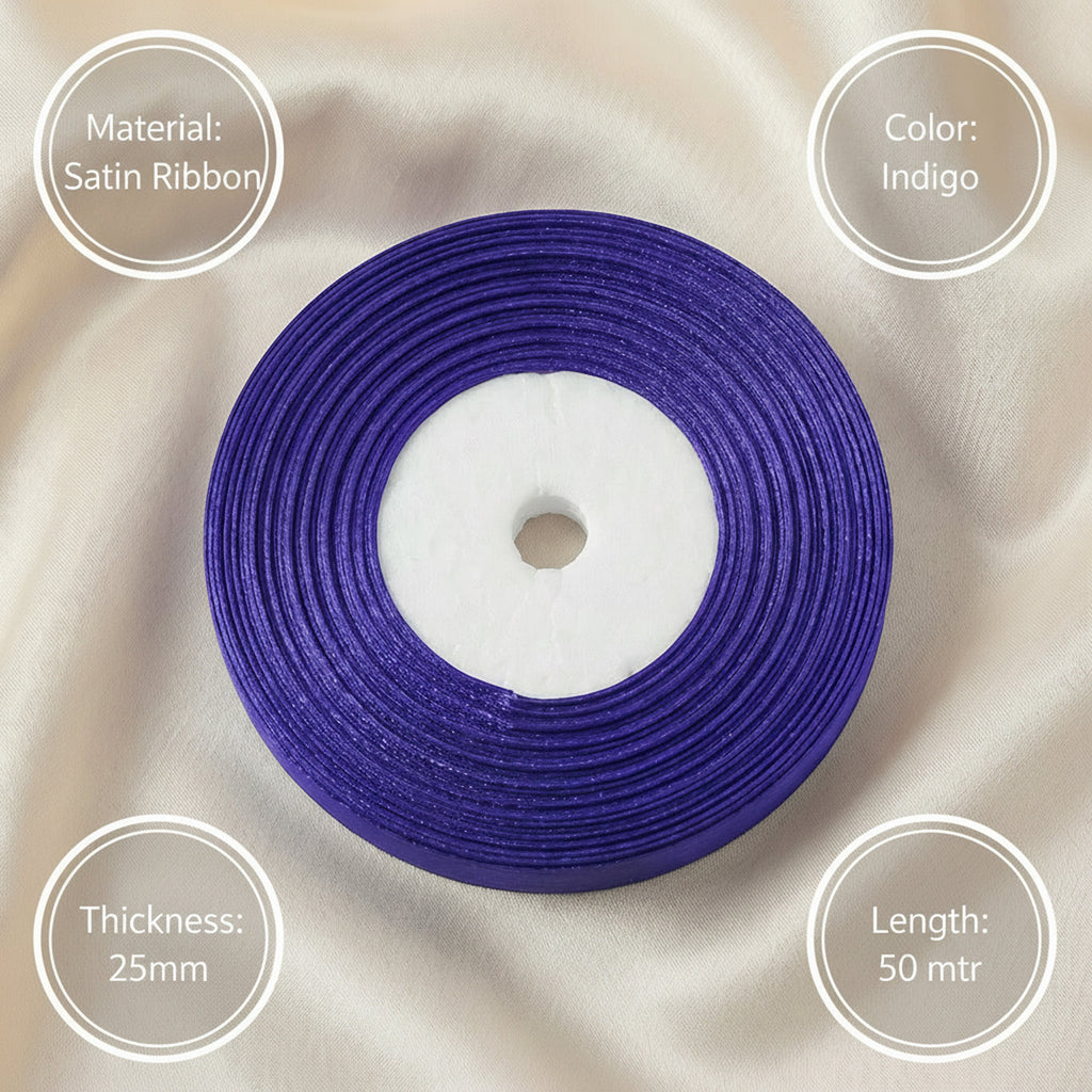 Satin Ribbon 25Mm 50Mtr Indigo