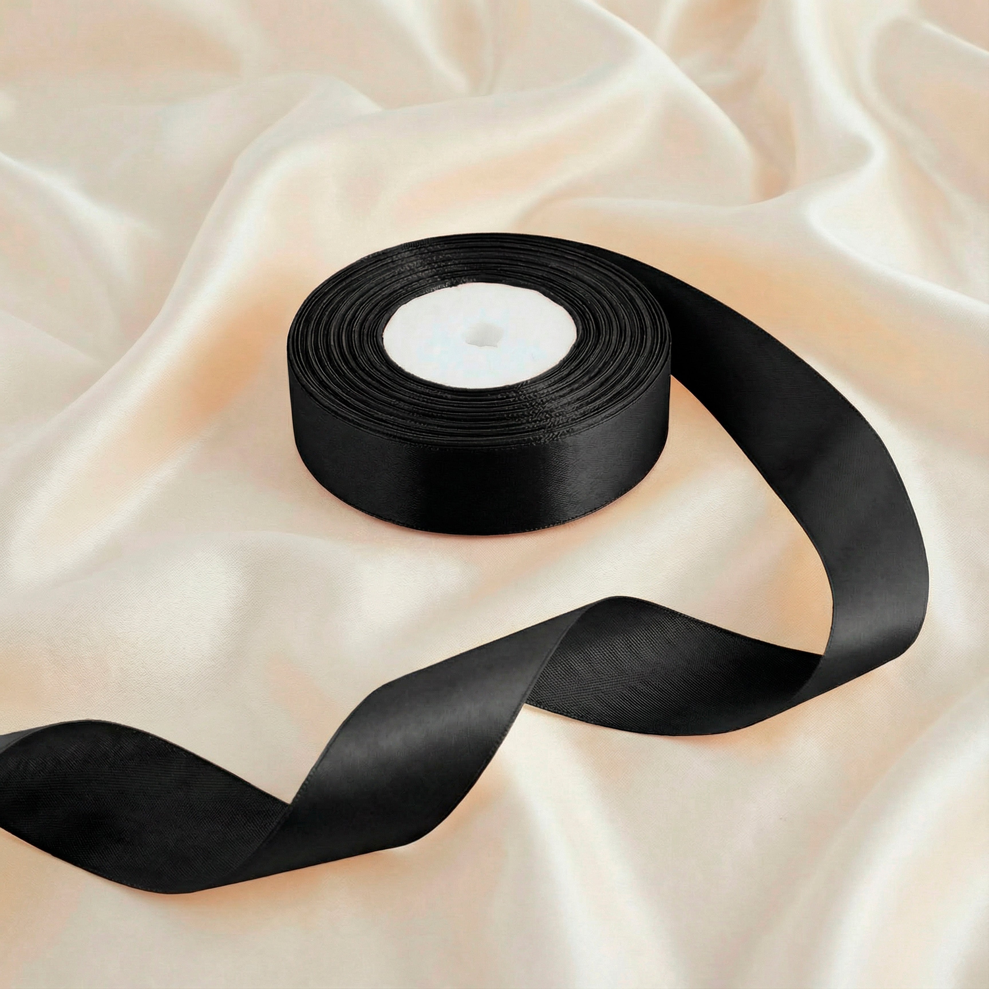 Satin Ribbon 25Mm 50Mtr Black