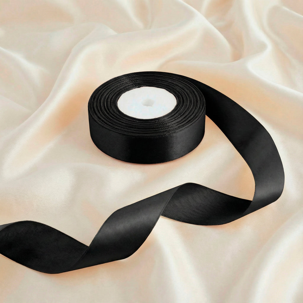 Satin Ribbon 25Mm 50Mtr Black