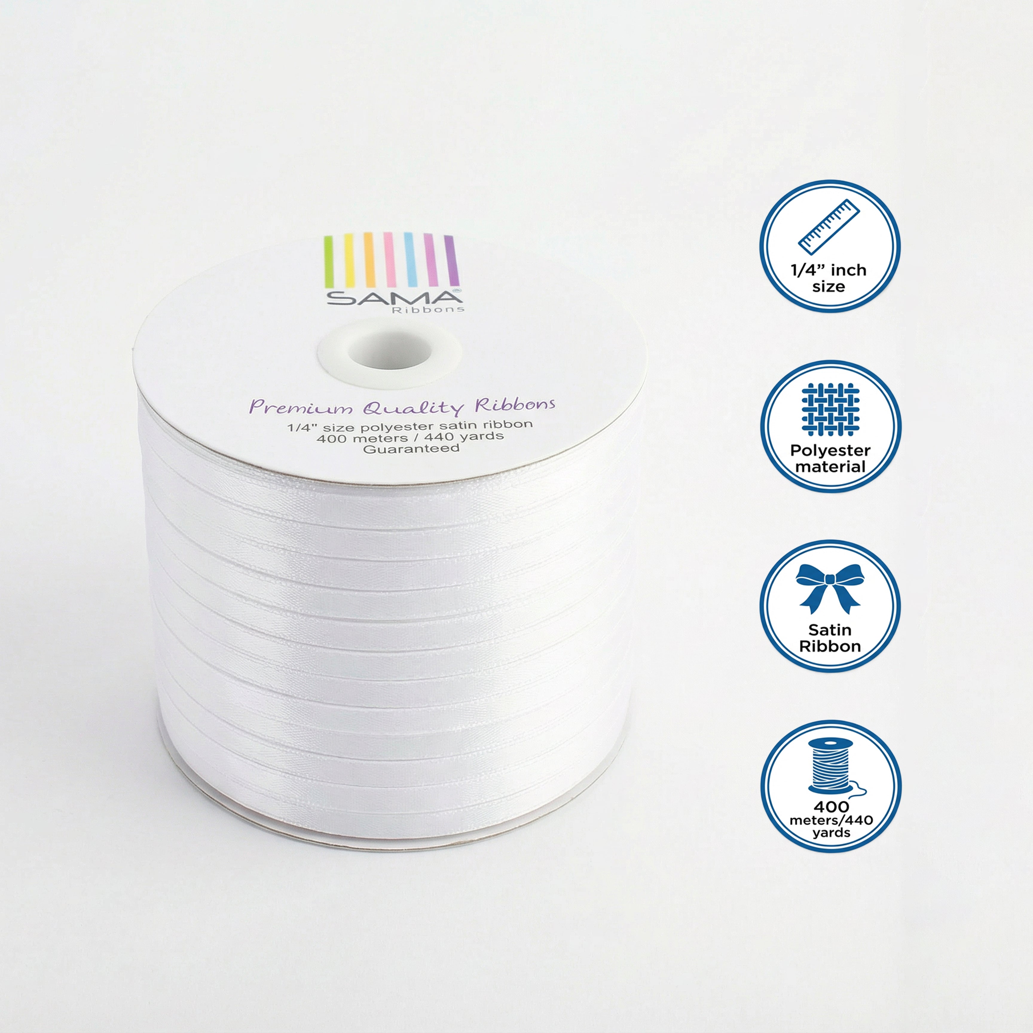 Satin Ribbon 6Mm 400Mtr White