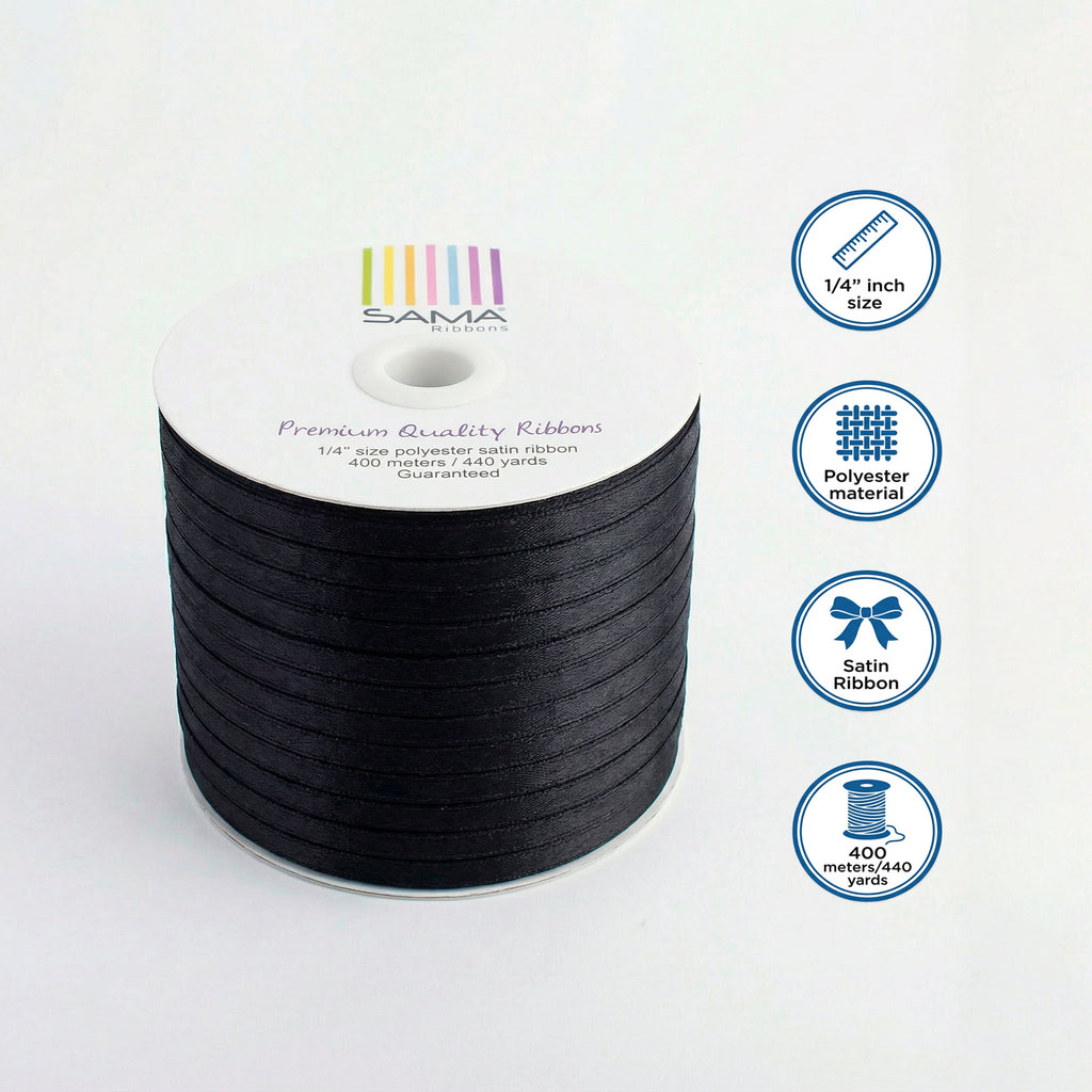 Satin Ribbon 6Mm 400Mtr Black