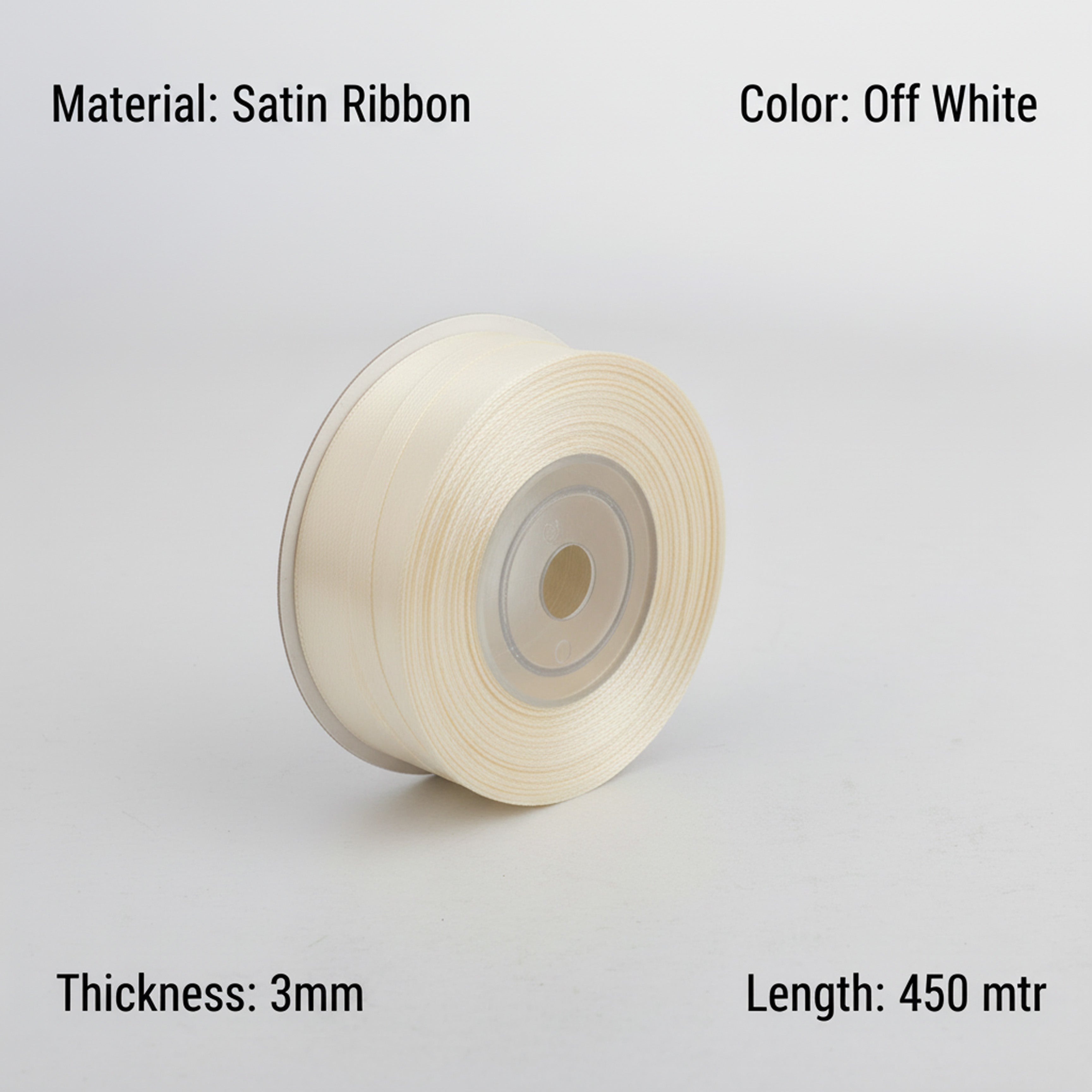 Satin Ribbon 3Mm 60Mtr Off White