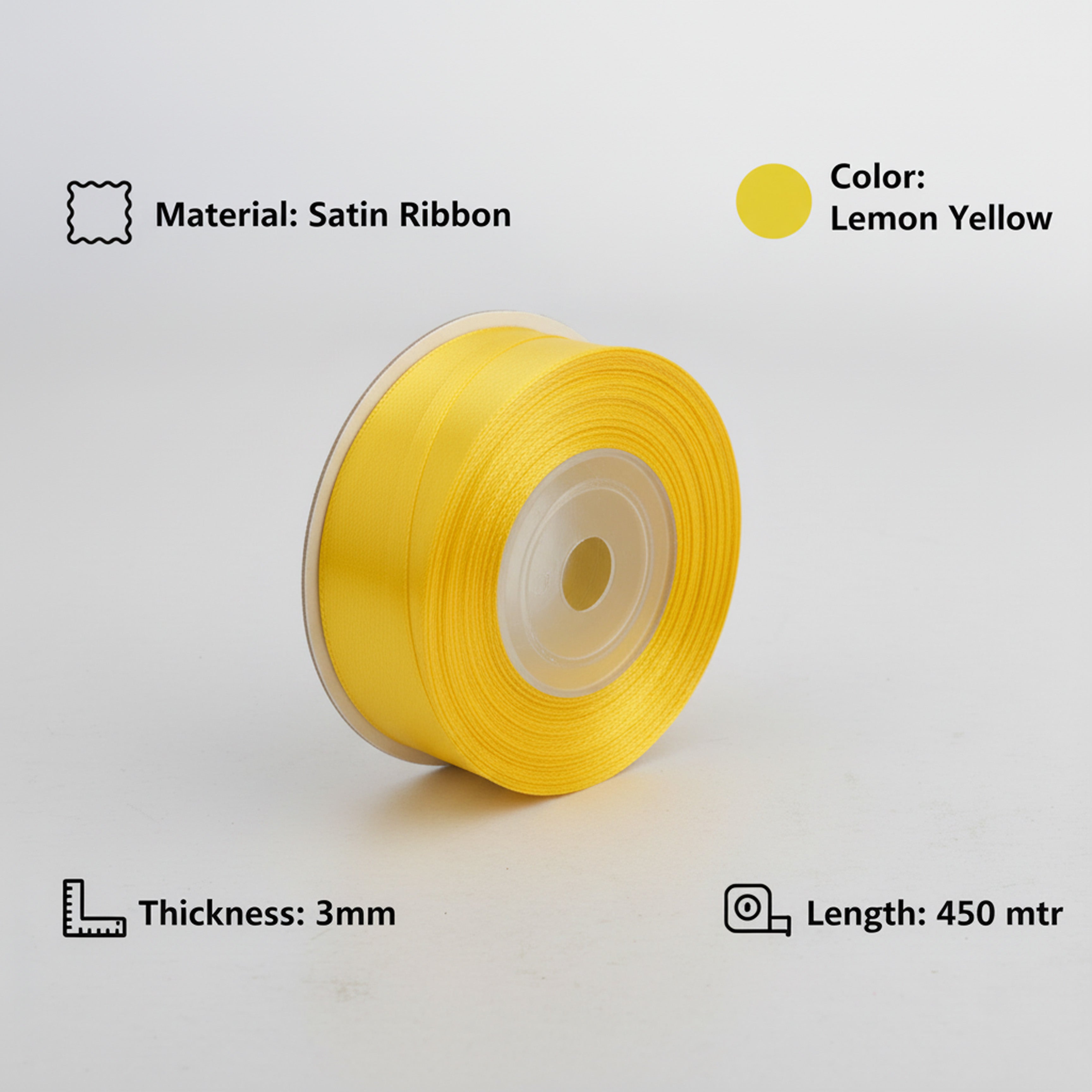 Satin Ribbon 3Mm 60Mtr Lemon