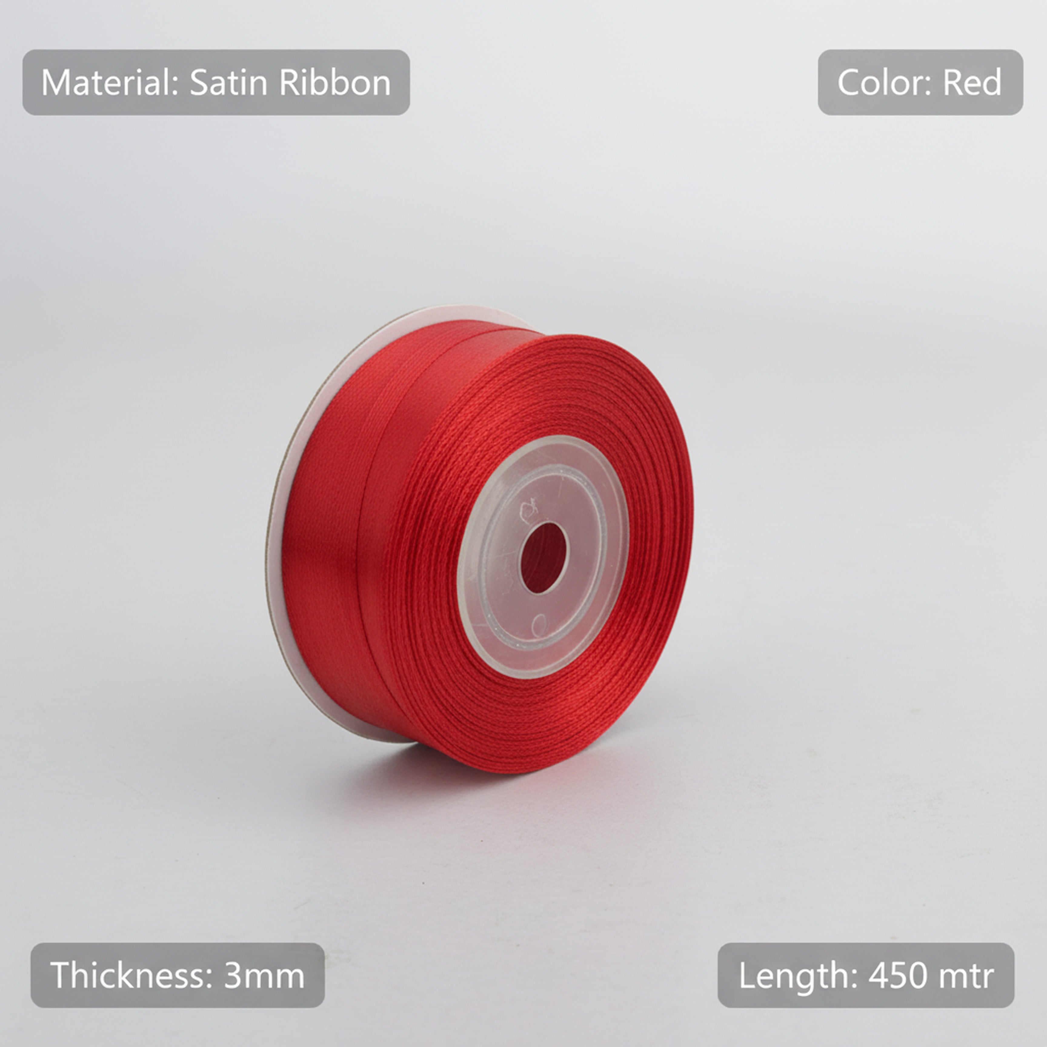 Satin Ribbon 3Mm 60Mtr Red