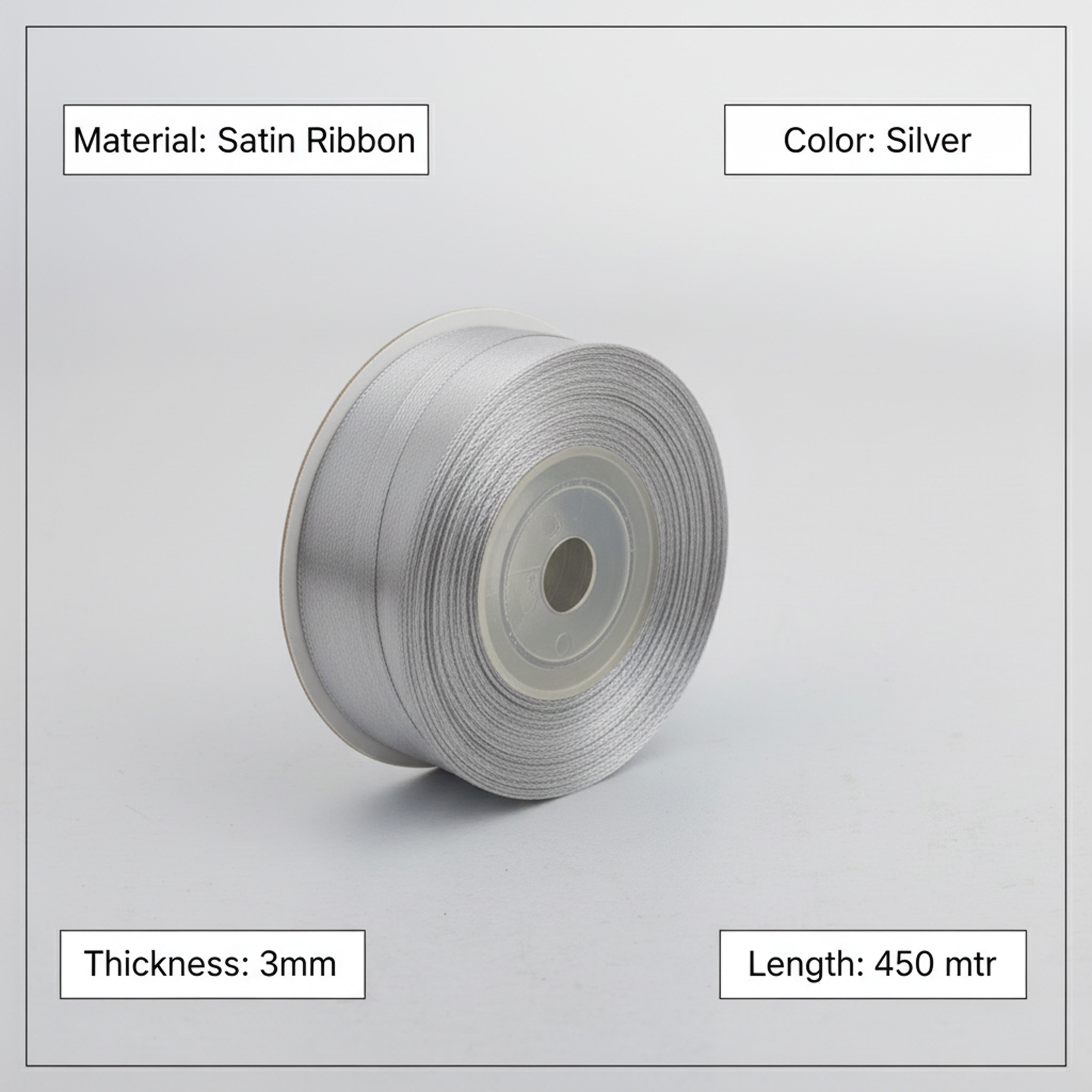 Satin Ribbon 3Mm 60Mtr Silver
