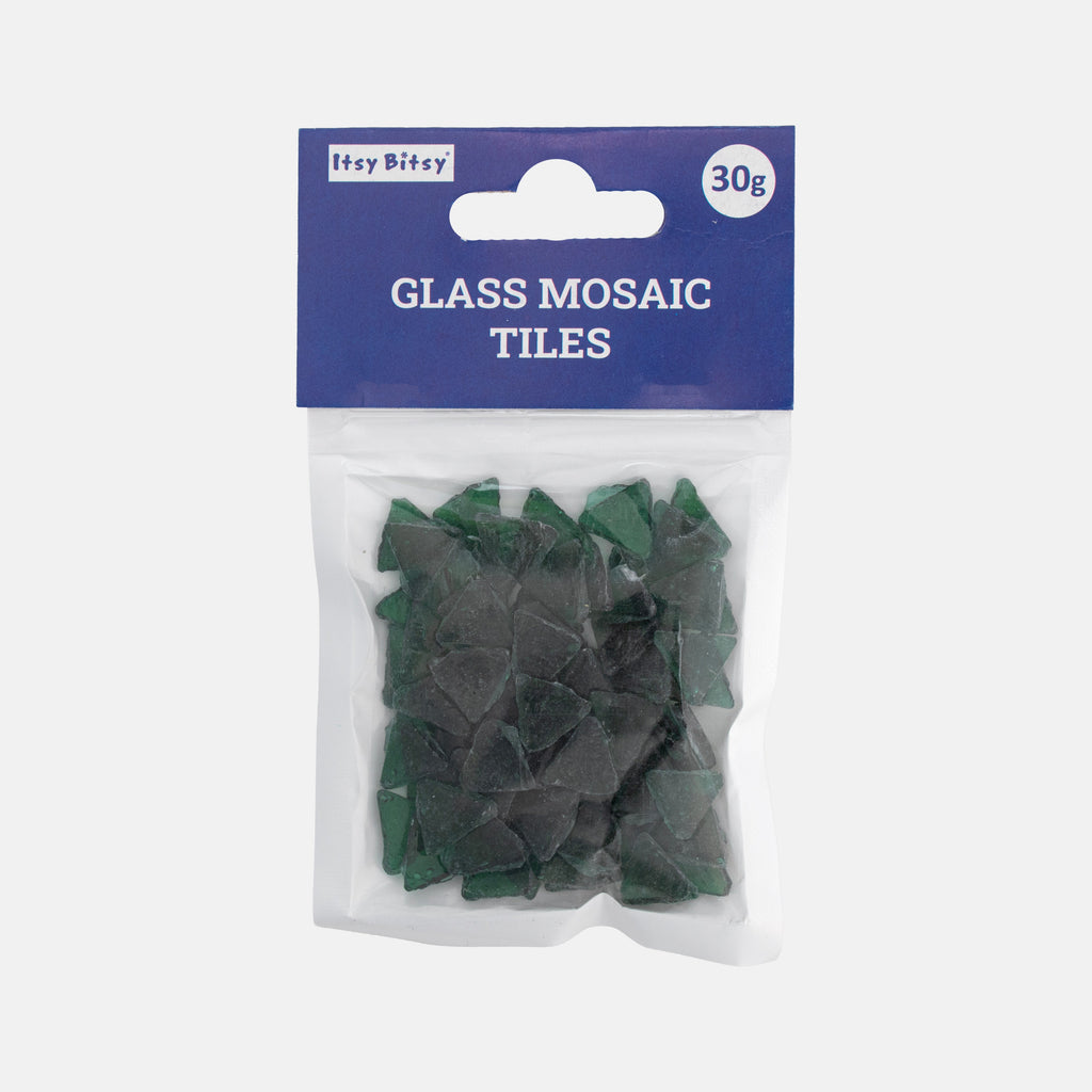 Glass Mosaic Tiles - Green Triangle, 2mm, 30gm