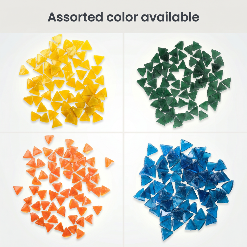 Glass Mosaic Tiles - Green Triangle, 2mm, 30gm