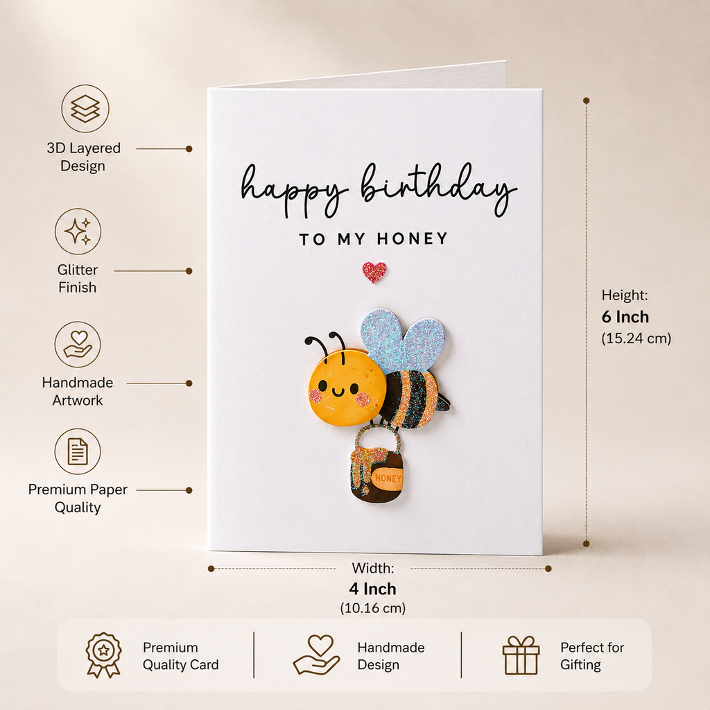 Greeting Card & Envelope Birthday Honey 4 X 6inch 2pc