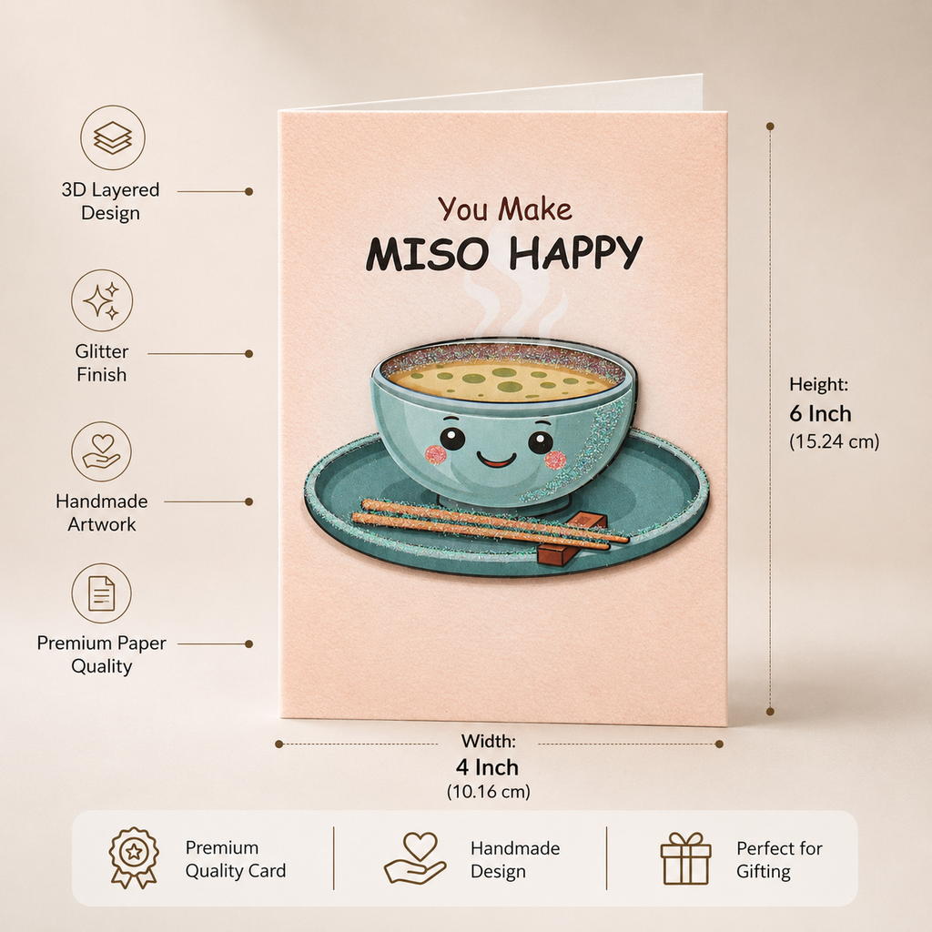 Greeting Card & Envelope Miso Happy 4 X 6inch 2pc