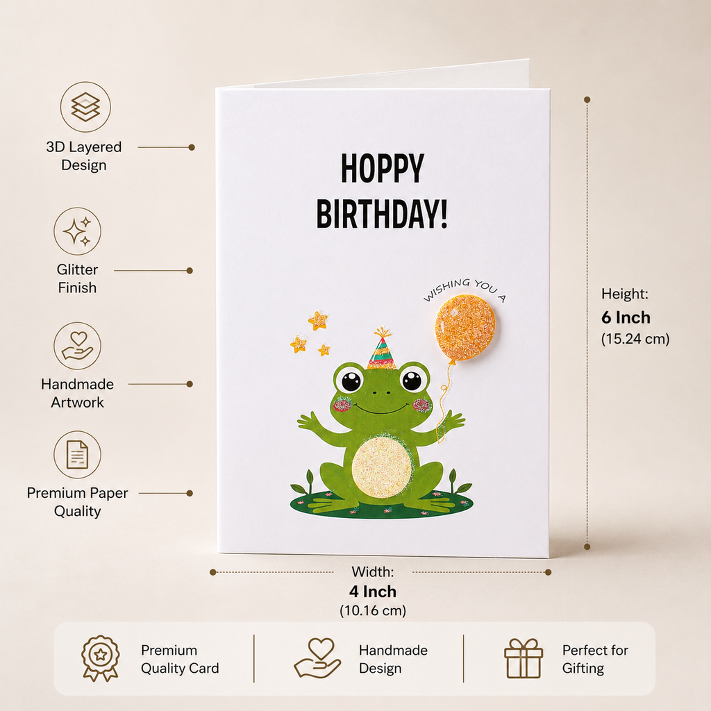 Greeting Card & Envelope Hoppy Birthday 4 X 6inch 2pc