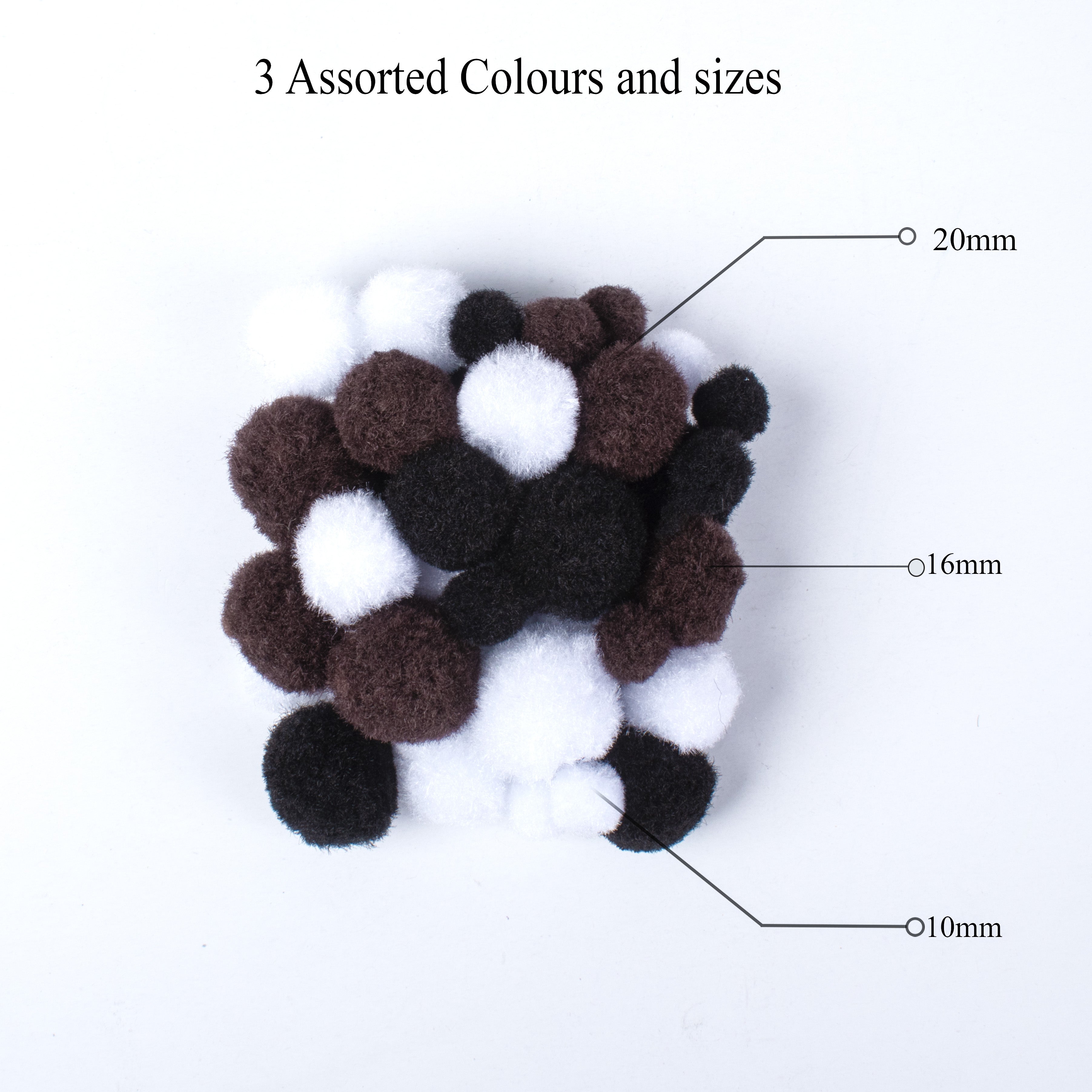 Pom Pom Natural Assorted Sizes 46pc