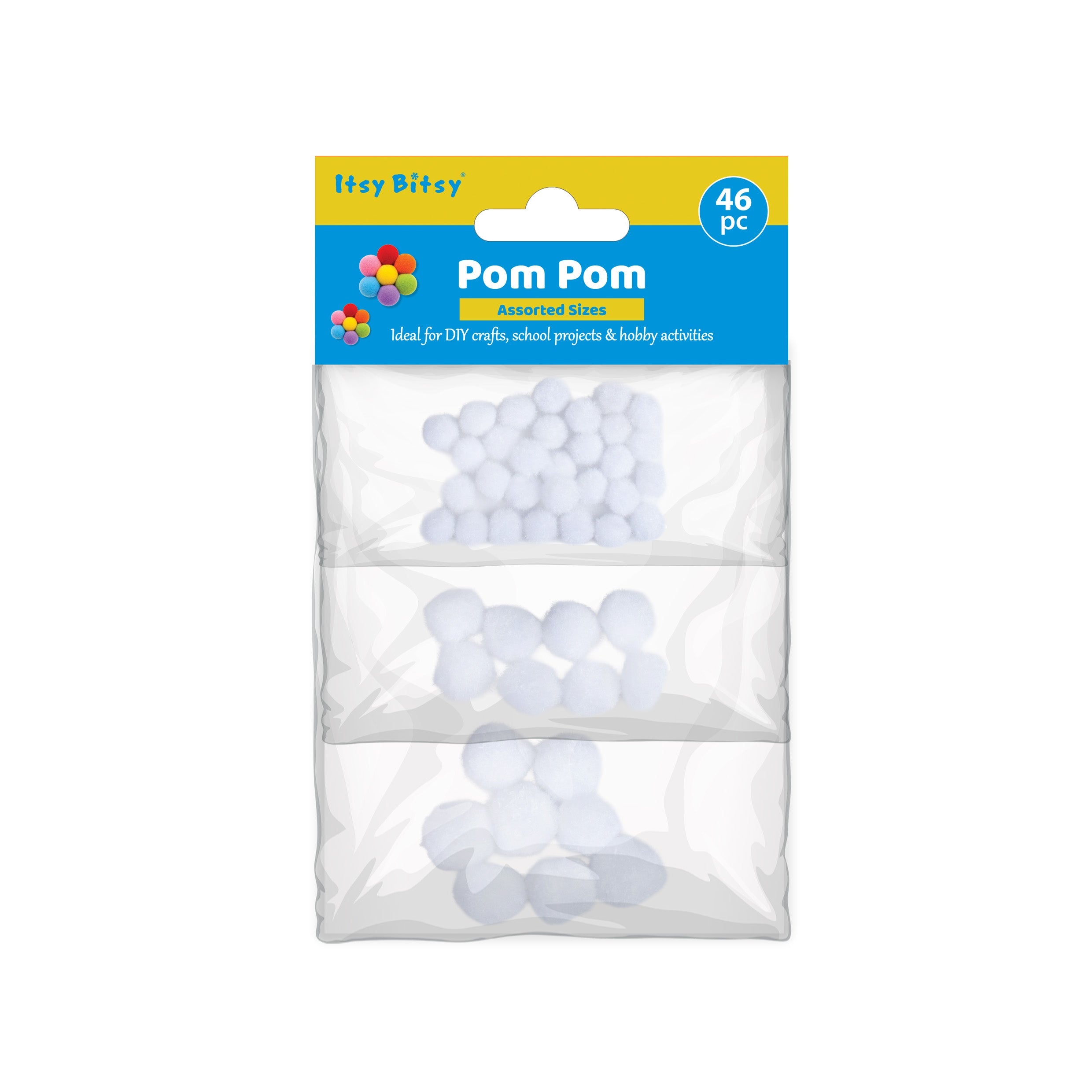 Pom Pom White 10 /16 / 20mm 3 size Layer pack 46pc