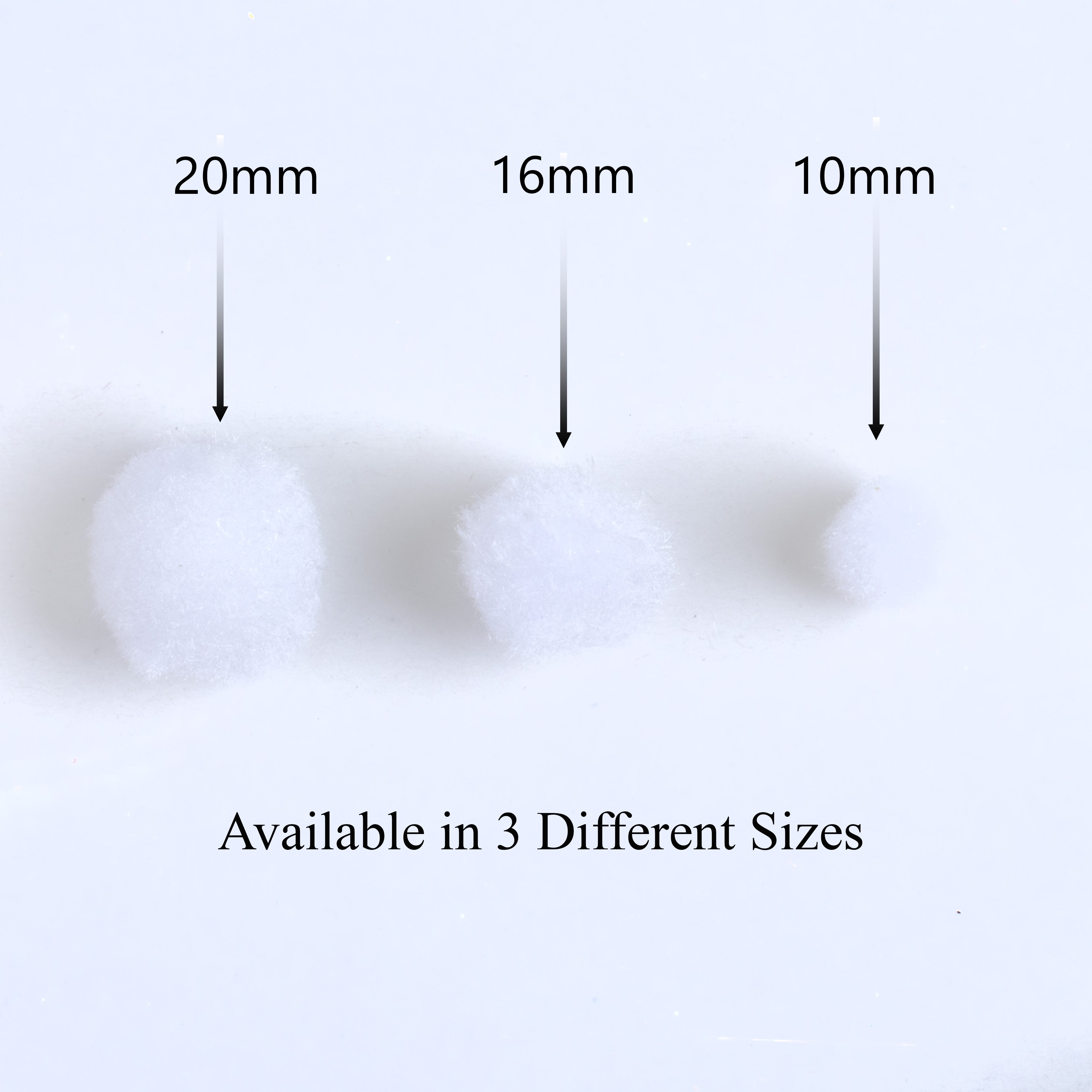 Pom Pom White 10 /16 / 20mm 3 size Layer pack 46pc