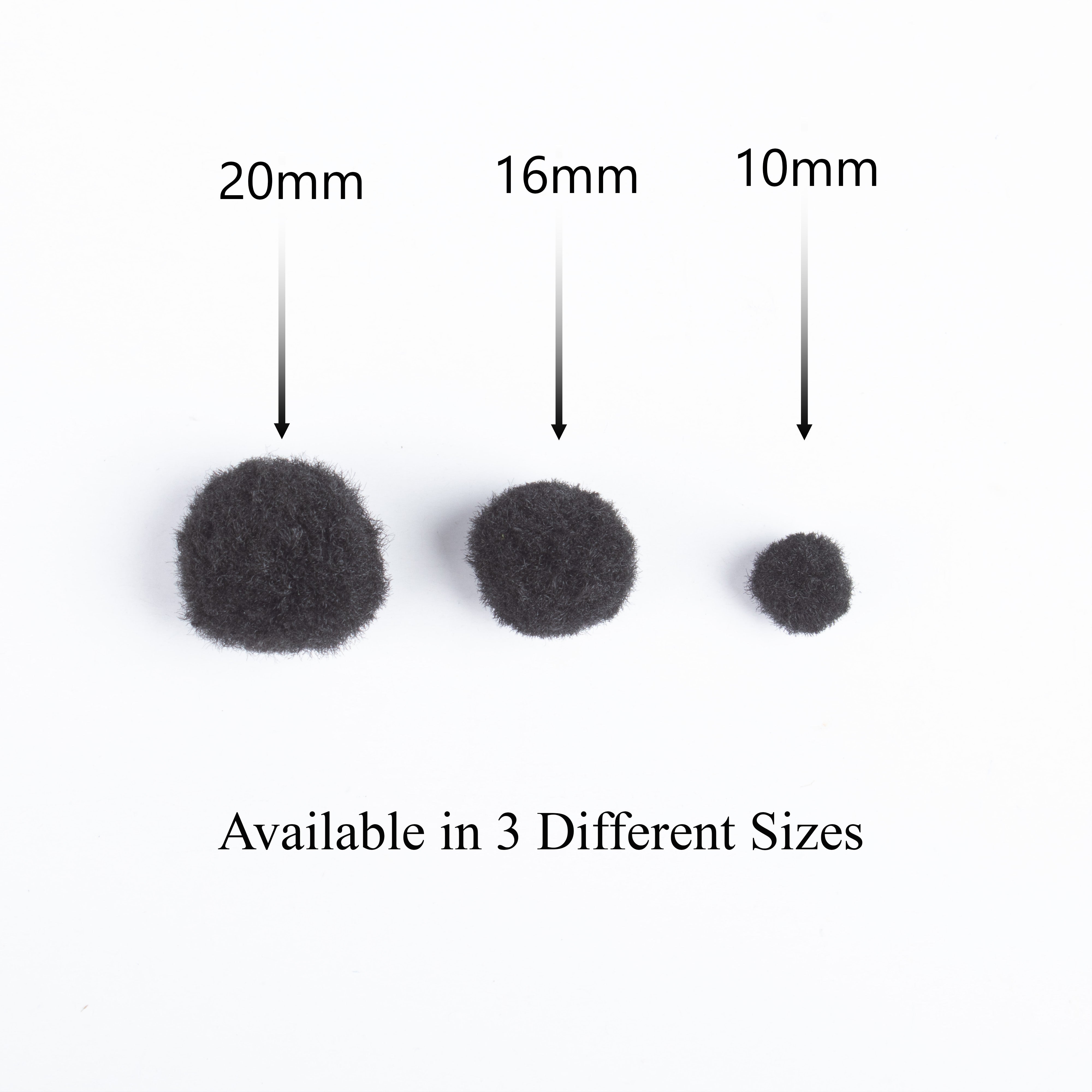Pom Pom Black 10 /16 / 20mm 3 size Layer pack 46pc