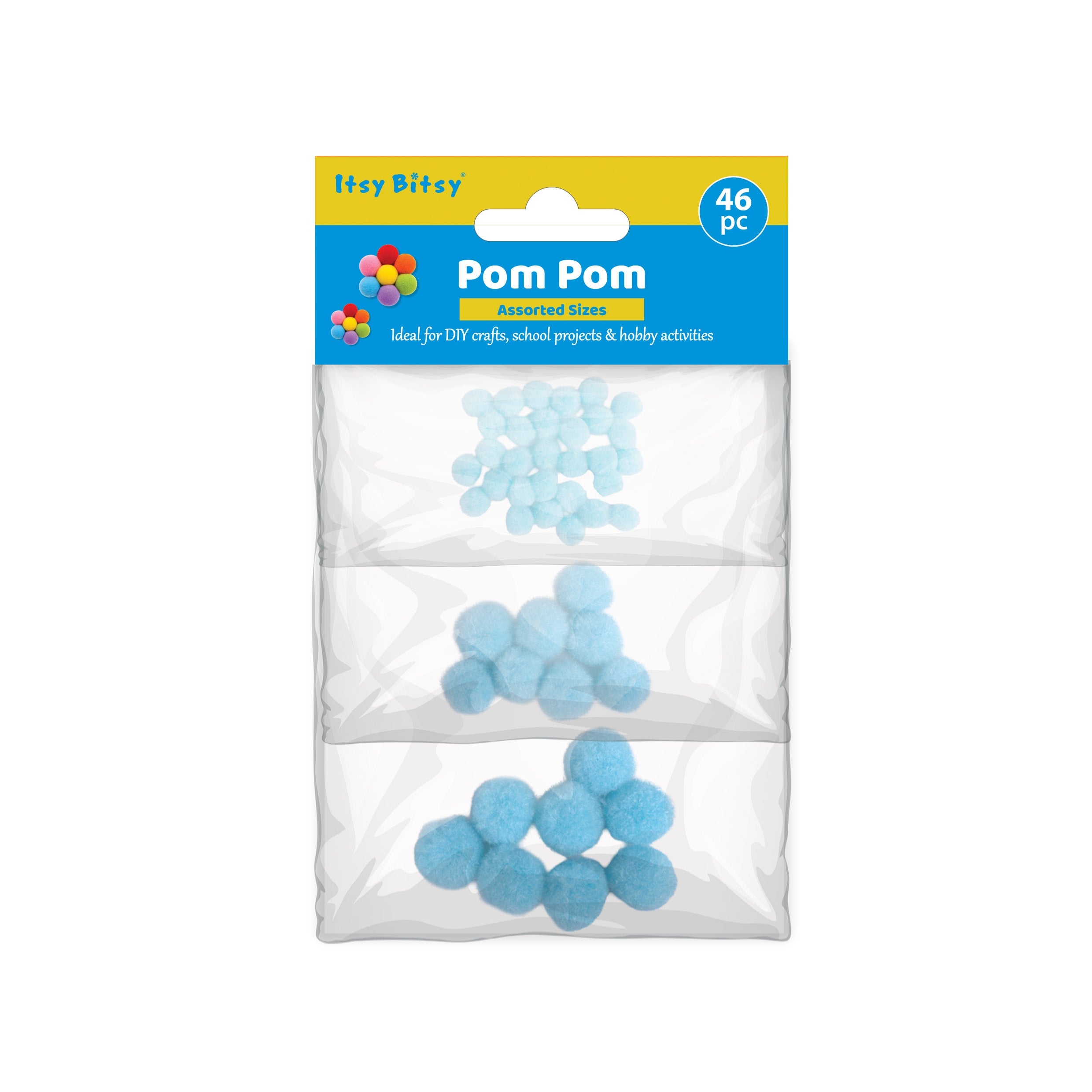 Pom Pom Sky Blue 10 /16 / 20mm 3 size Layer pack 46pc