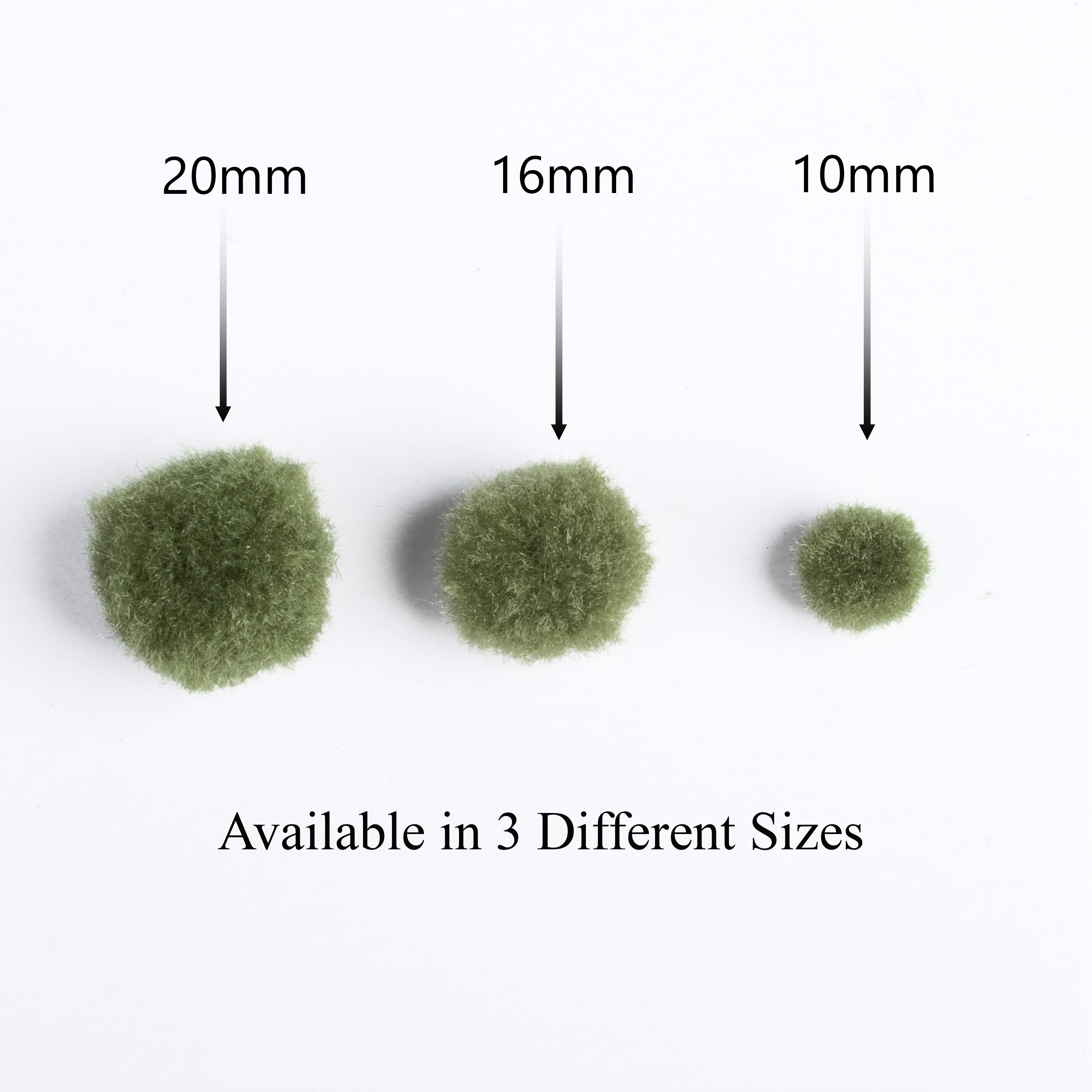 Pom Pom Moss Green 10 /16 / 20mm 3 size Layer pack 46pc
