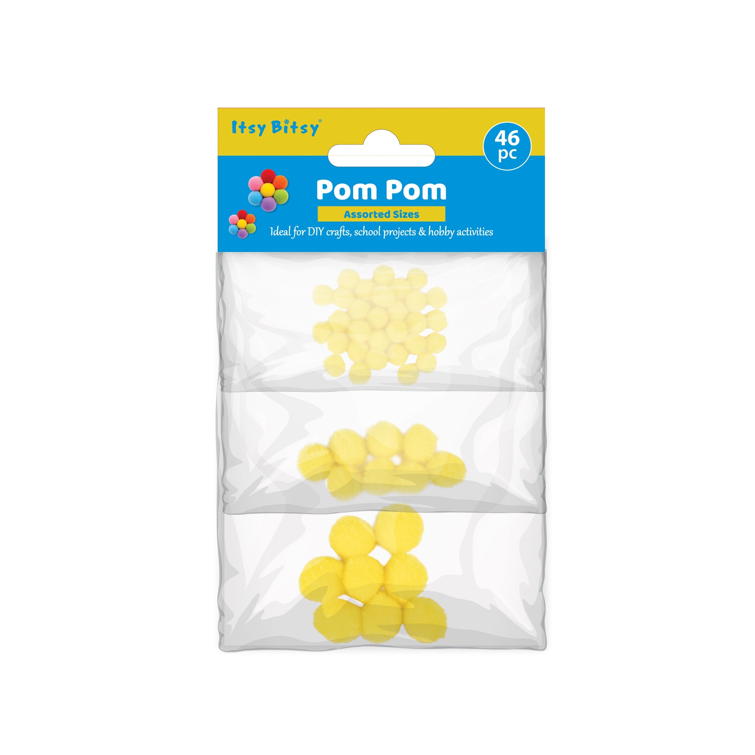 Pom Pom Bright Yellow 10 /16 / 20mm 3 size Layer pack 46pc