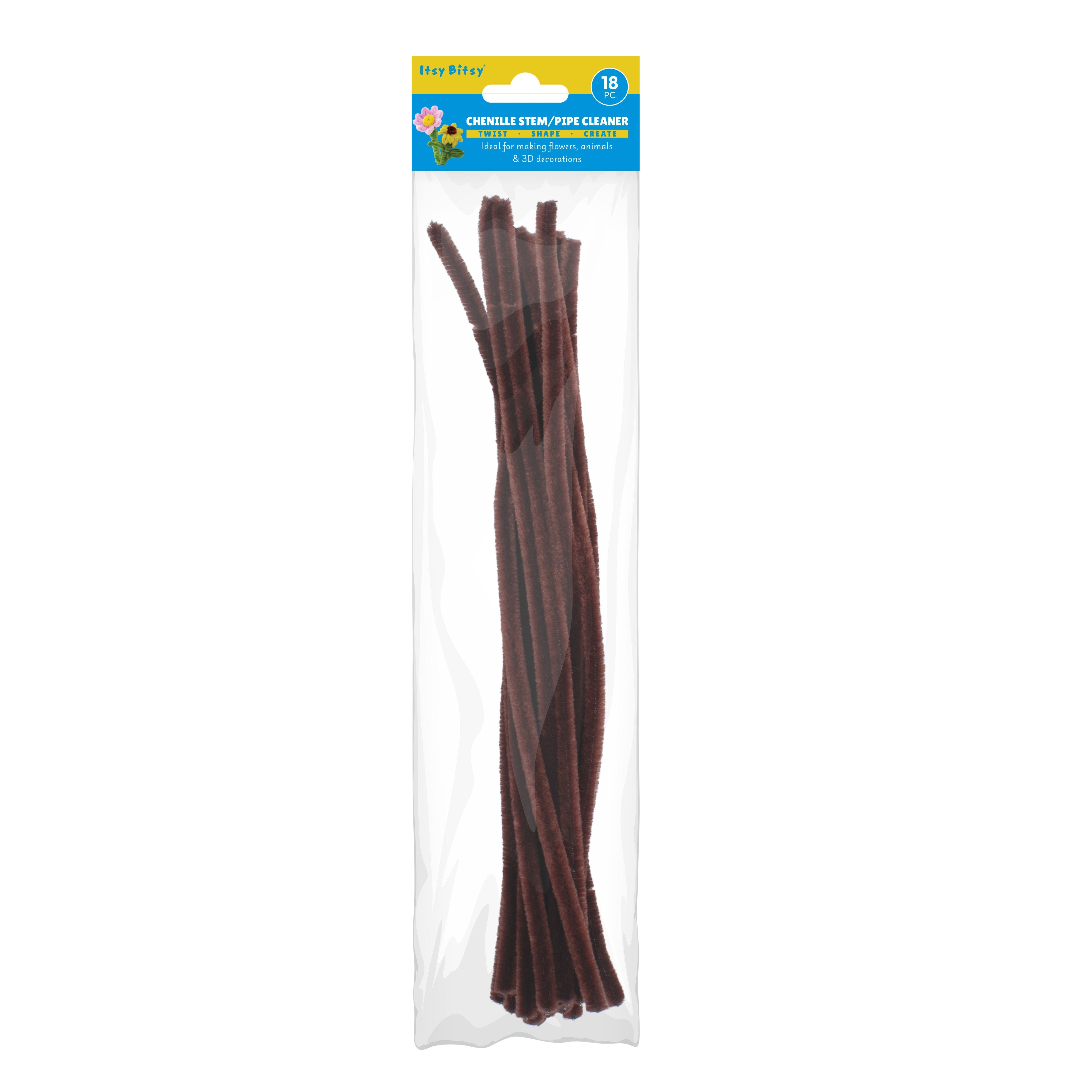 Chenille Stems Dark Brown 18pc