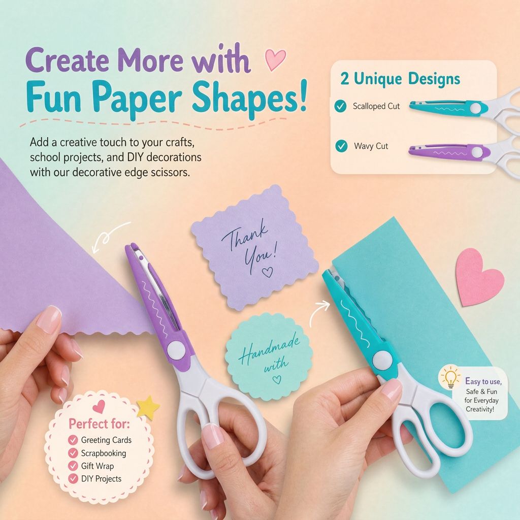 Multi Punch Craft Kit 8pc Set Four x 10mm punches Two x 16mm punches 2pc Decorative edge scissors in Organizer Box IB