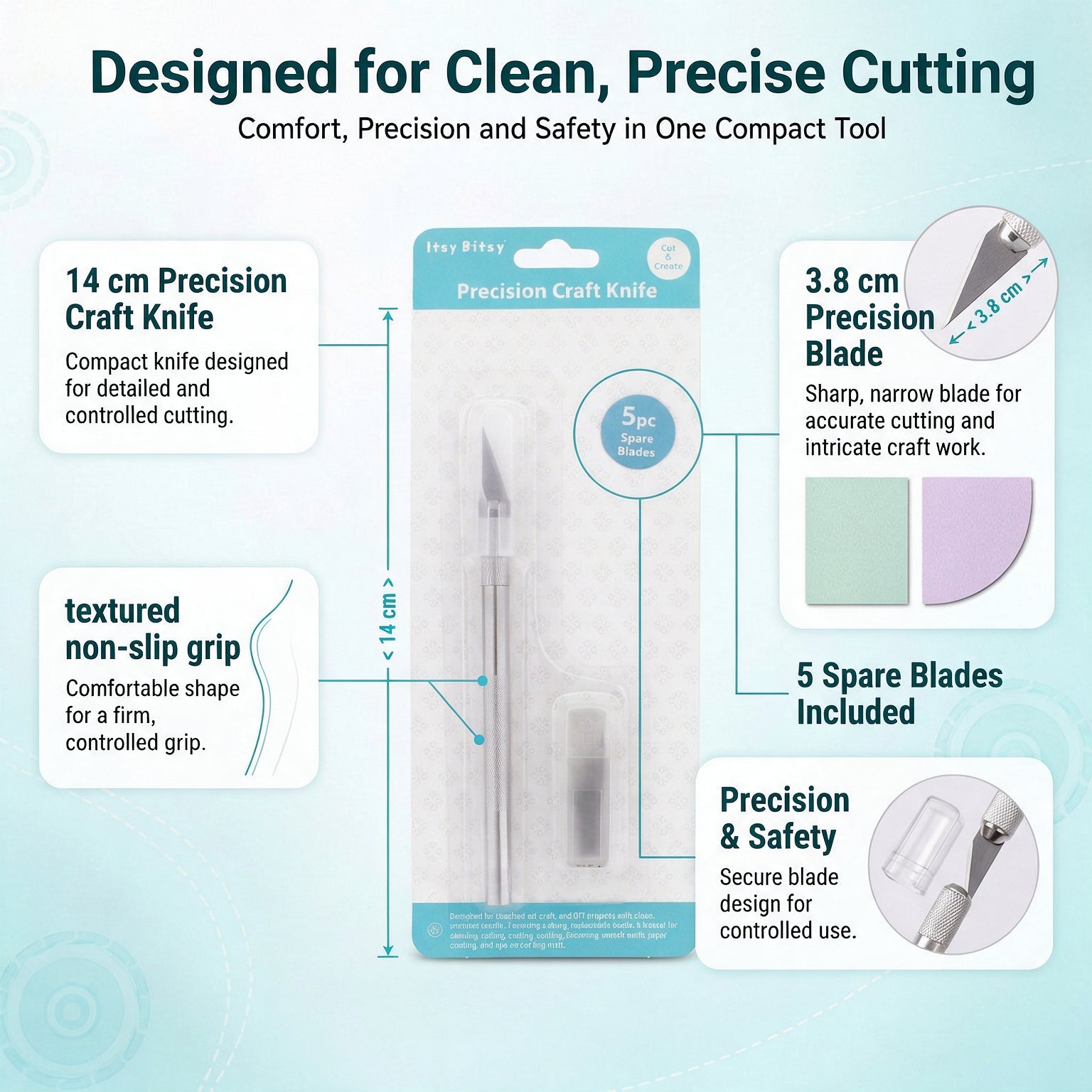 Precision Craft Knife With 5 Spare Blades 1pc Blister IB