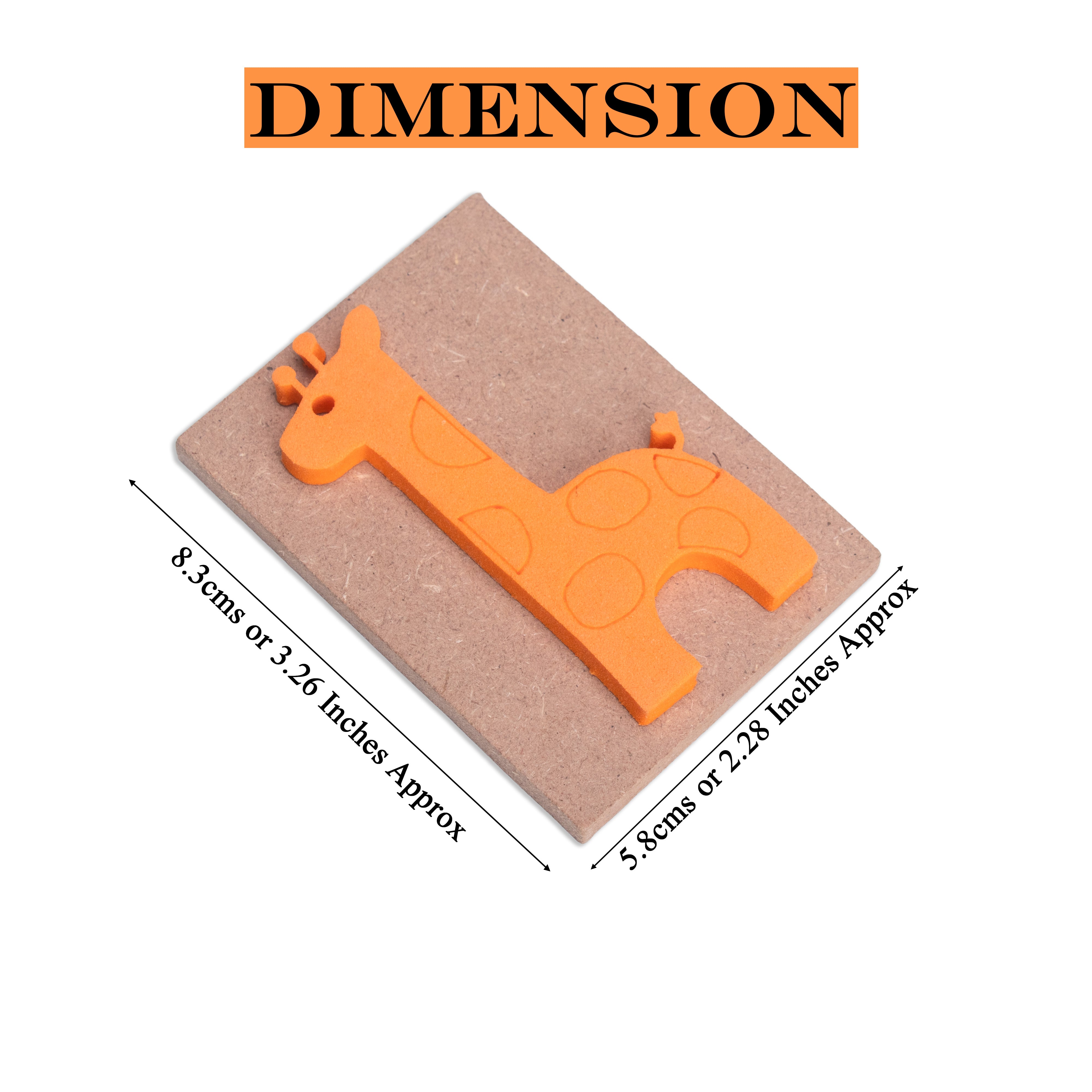 Foam Stamp Giraffe 4.5 x 7.3cm X 5mm Thick (MDF Base 5.5mm thick rectangle 8 x 5.8cm) 1pc