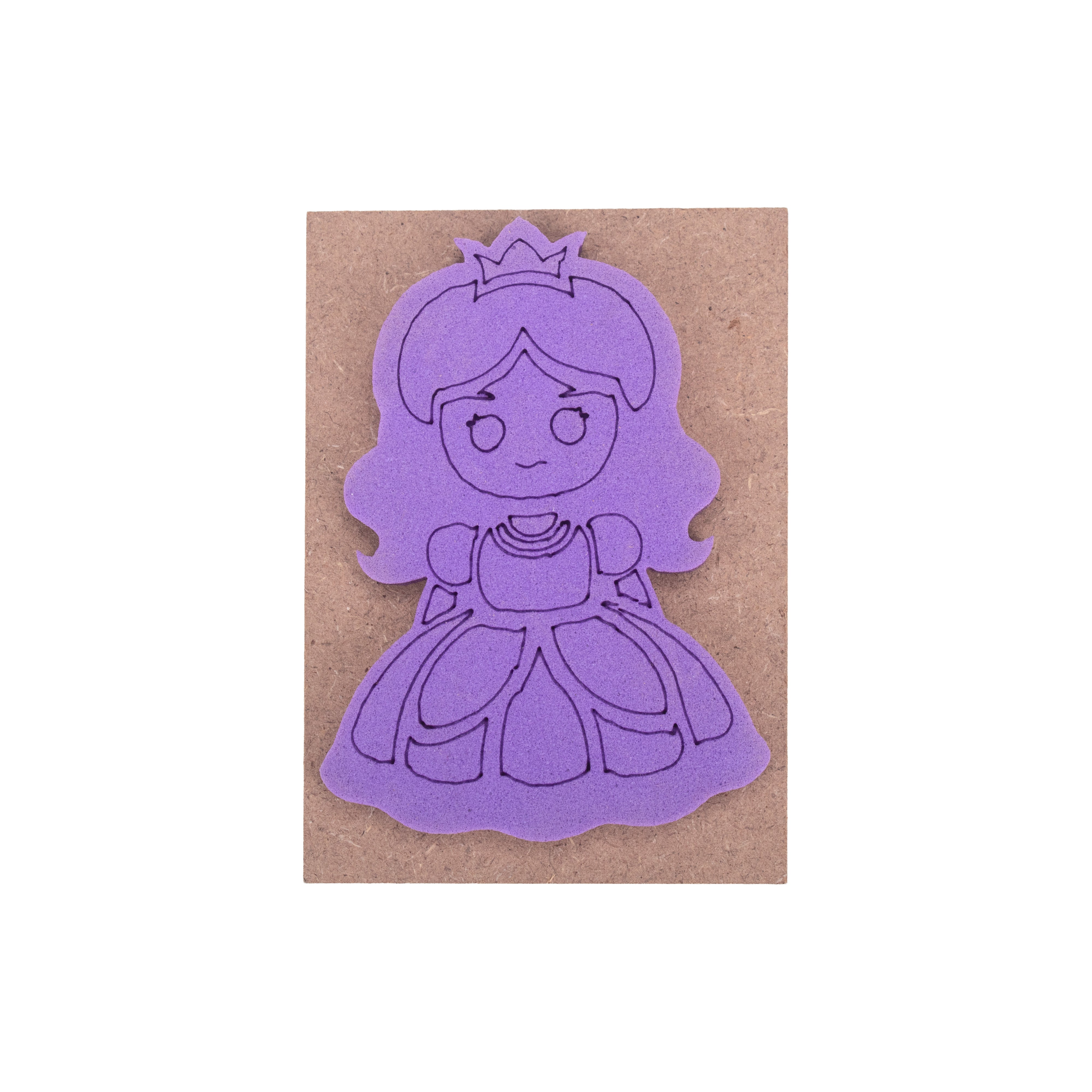 Foam Stamp Little Princess 7.7 x 5.5cm X 5mm Thick (MDF Base 5.5mm thick rectangle 8 x 5.8cm) 1pc