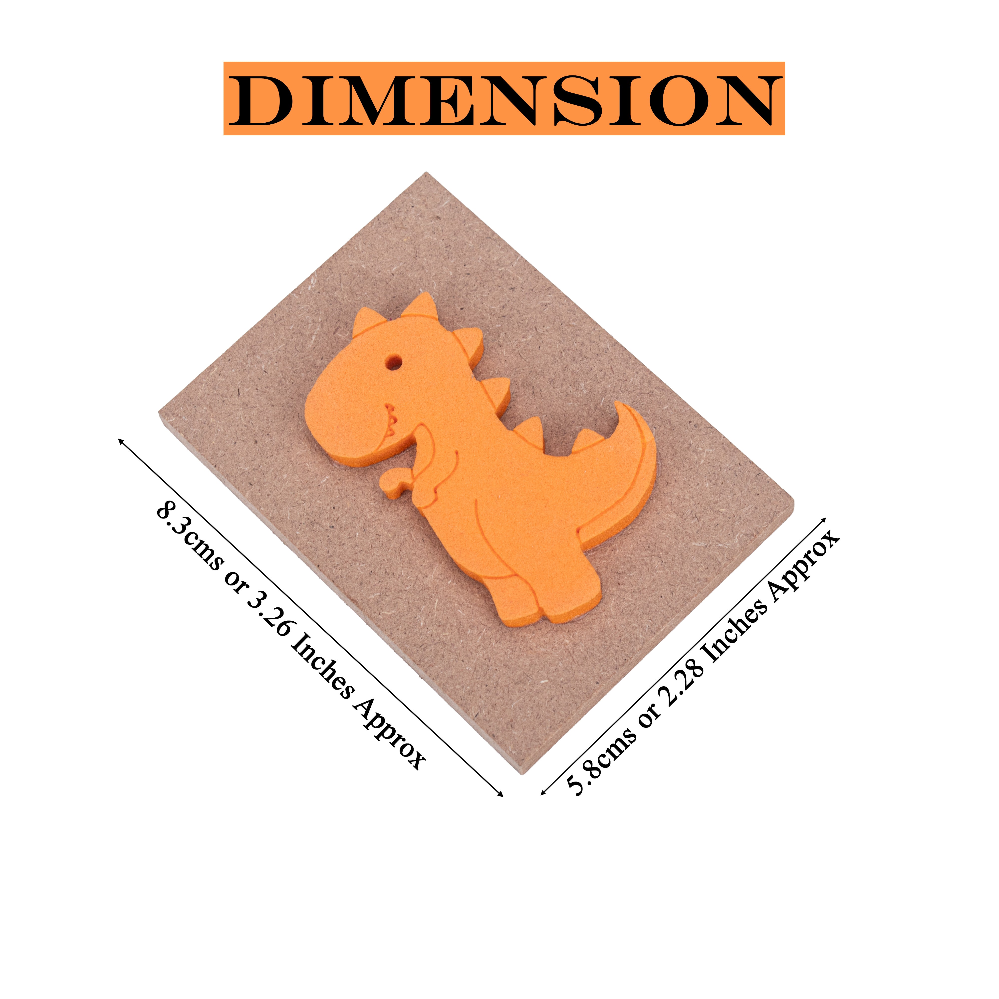 Foam Stamp Baby Dino 4.1 x 6cm X 5mm Thick (MDF Base 5.5mm thick rectangle 8.2 x 5.9cm) 1pc