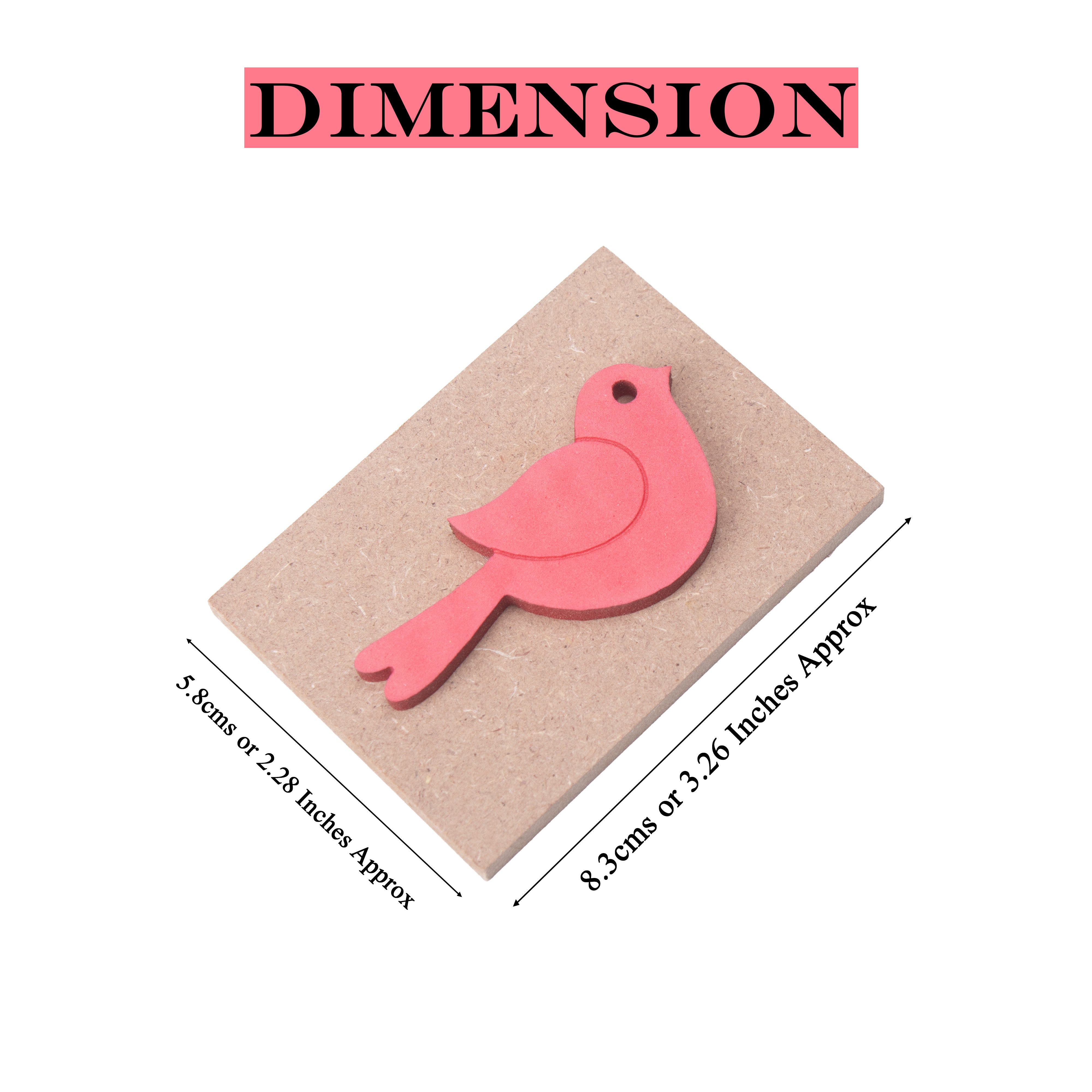 Foam Stamp Wild Bird 6.6 x 3.4cm X 5mm Thick (MDF Base 5.5mm thick rectangle 8.3 x 5.8cm) 1pc
