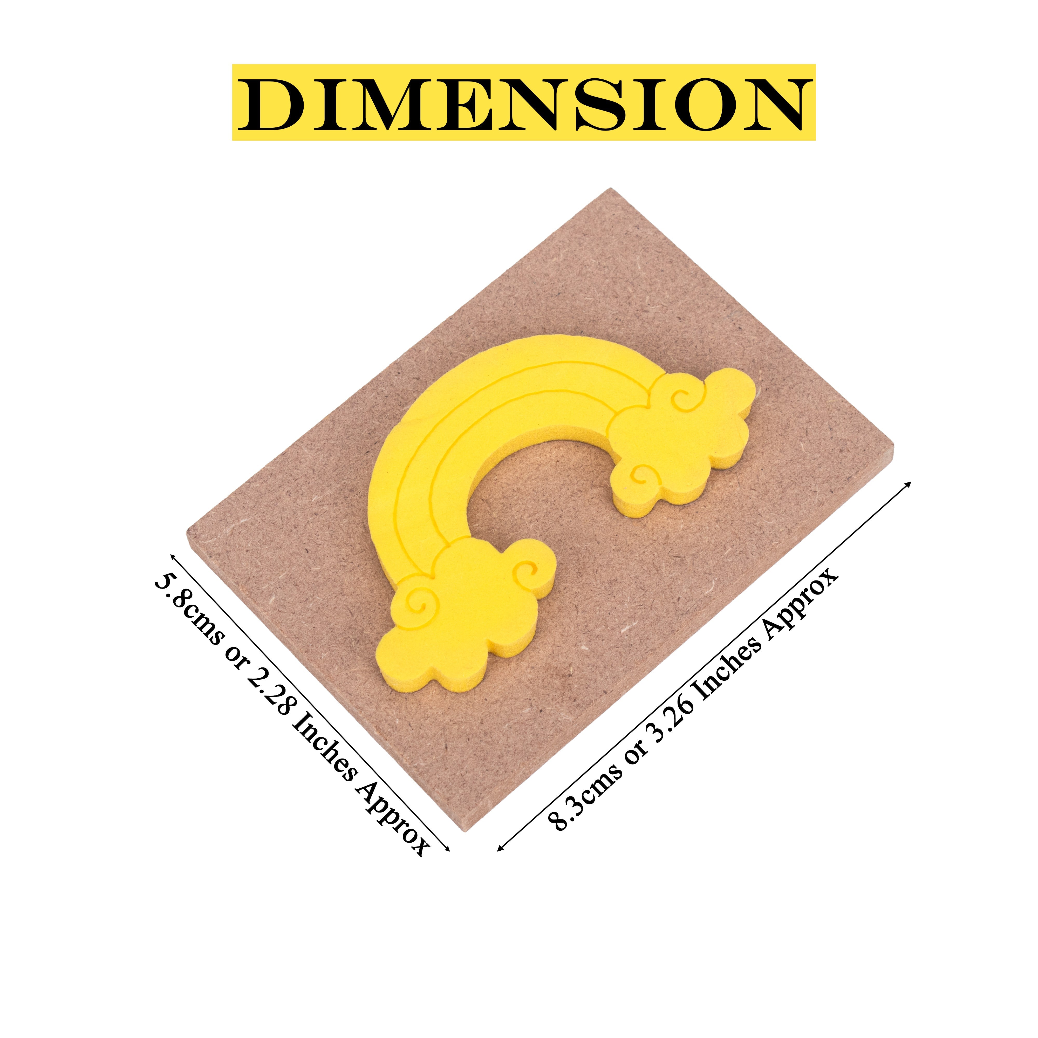 Foam Stamp Rainbow 6.9 x 3.8cm X 5mm Thick (MDF Base 5.5mm thick rectangle 8.2 x 5.9cm) 1pc
