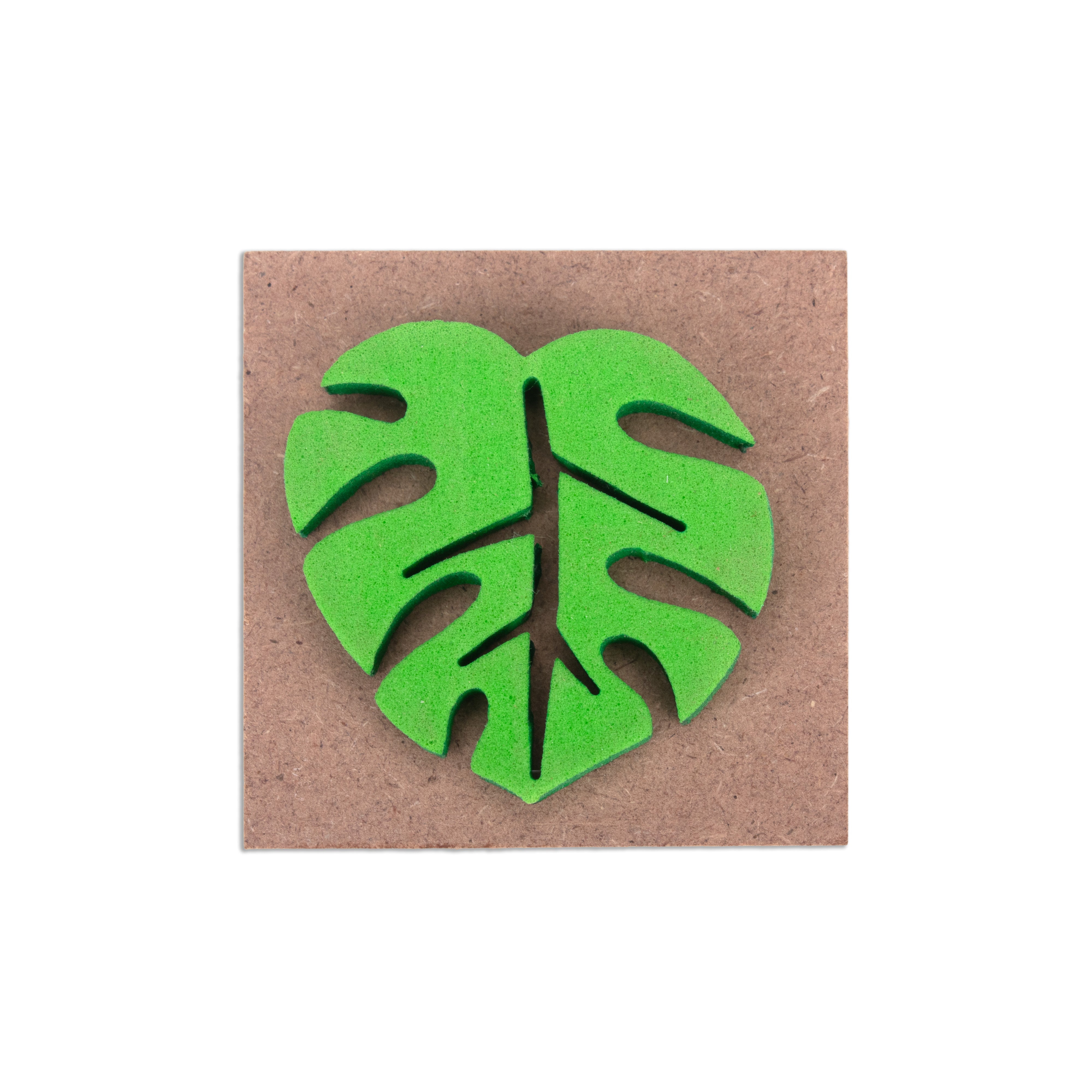 Foam Stamp Monstera 4 x 4cm X 5mm Thick (MDF Base 5.5mm thick square 5 x 5cm) 1pc