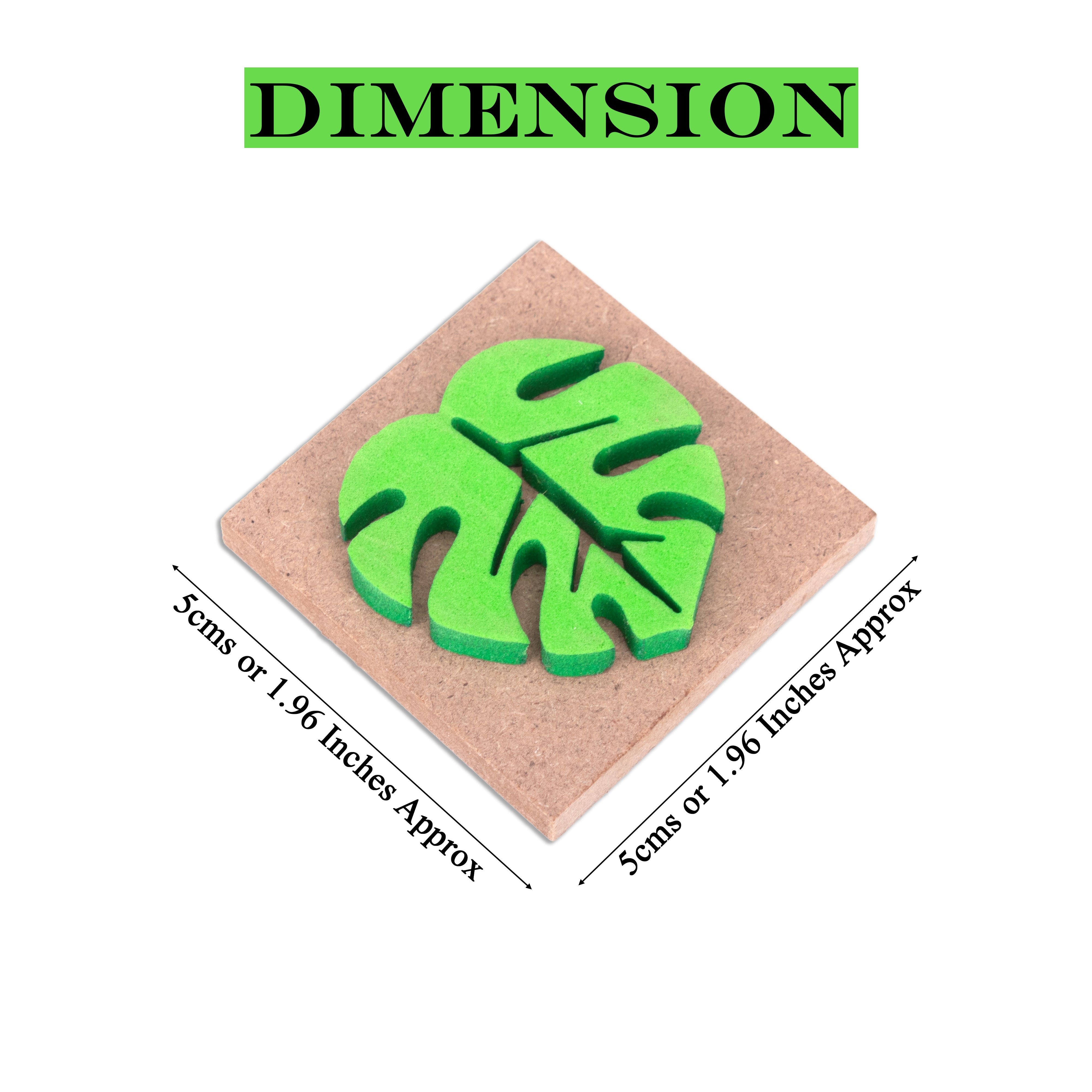 Foam Stamp Monstera 4 x 4cm X 5mm Thick (MDF Base 5.5mm thick square 5 x 5cm) 1pc