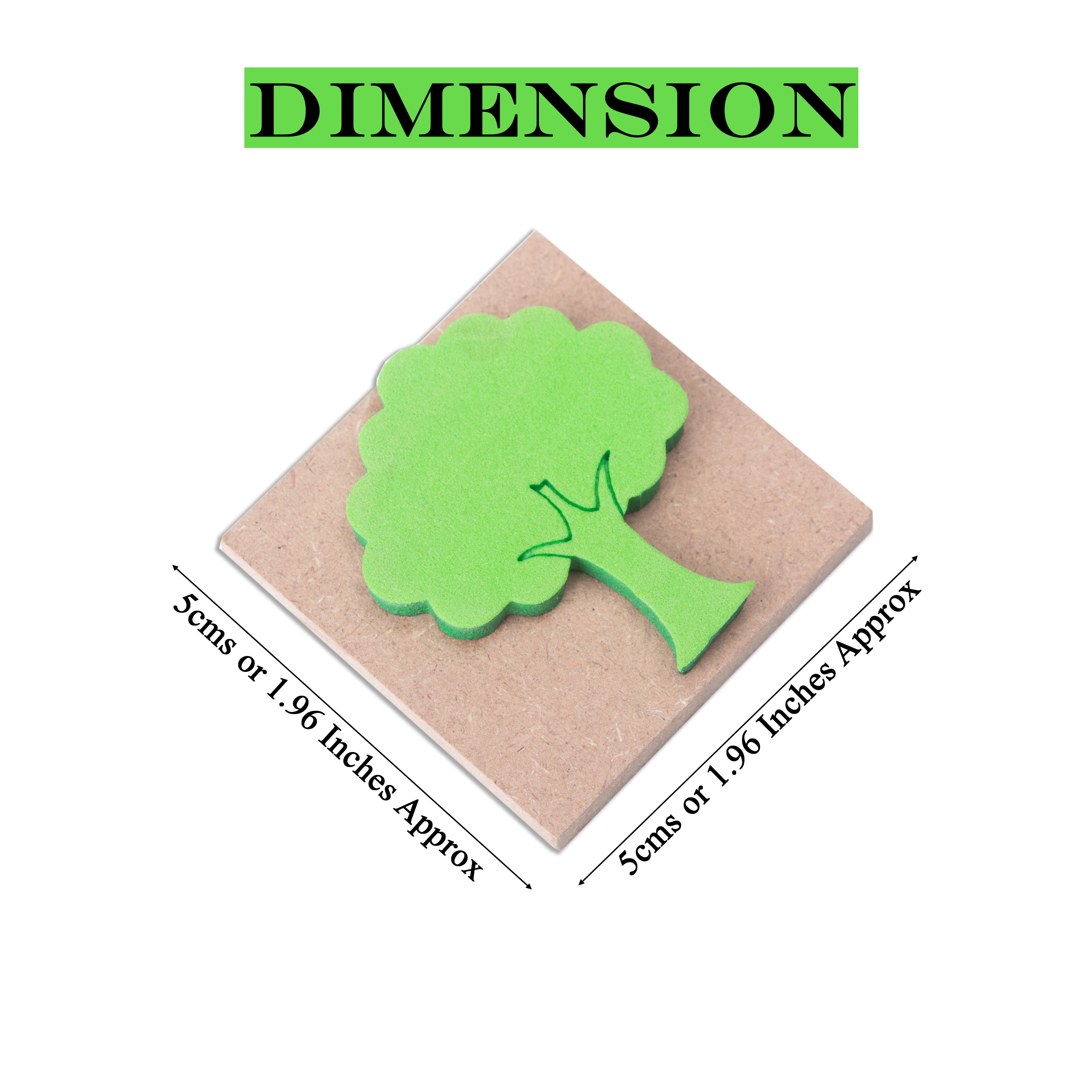 Foam Stamp Tree 4.7 x 4cm X 5mm Thick (MDF Base 5.5mm thick square 5 x 5cm) 1pc