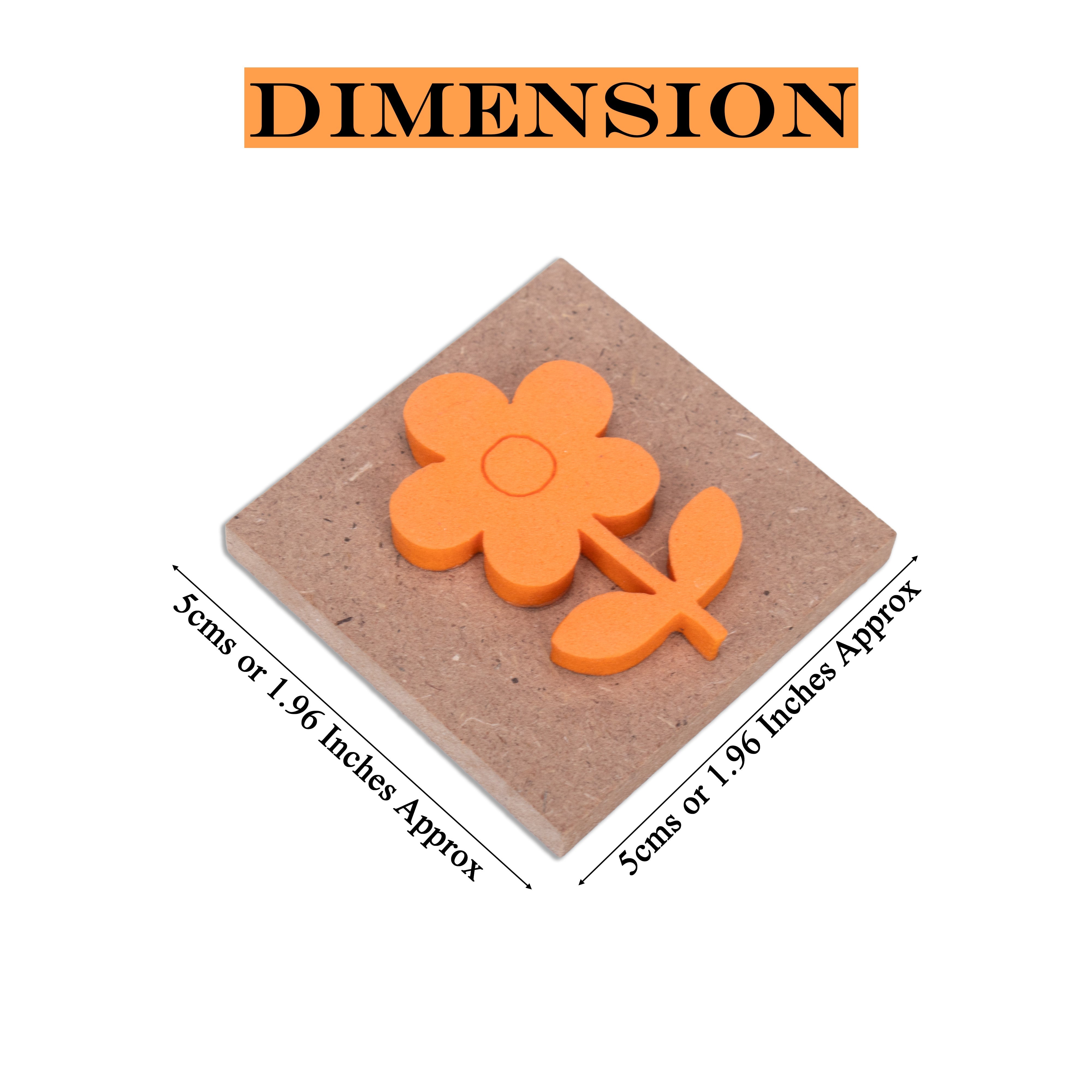 Foam Stamp Wild Blossom 4.3 x 2.8cm X 5mm Thick (MDF Base 5.5mm thick square 5 x 5cm) 1pc