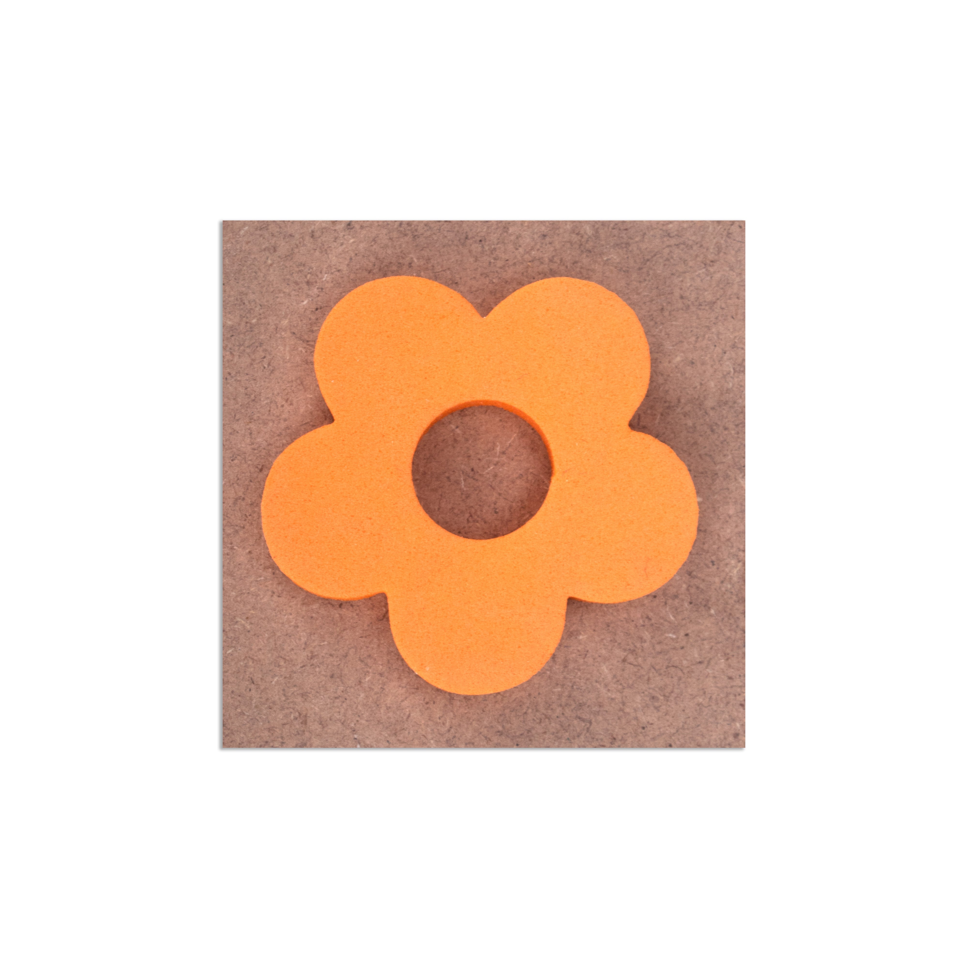 Foam Stamp Floral Blossom 4cm Dia X 5mm Thick (MDF Base 5.5mm thick square 5 x 5cm) 1pc