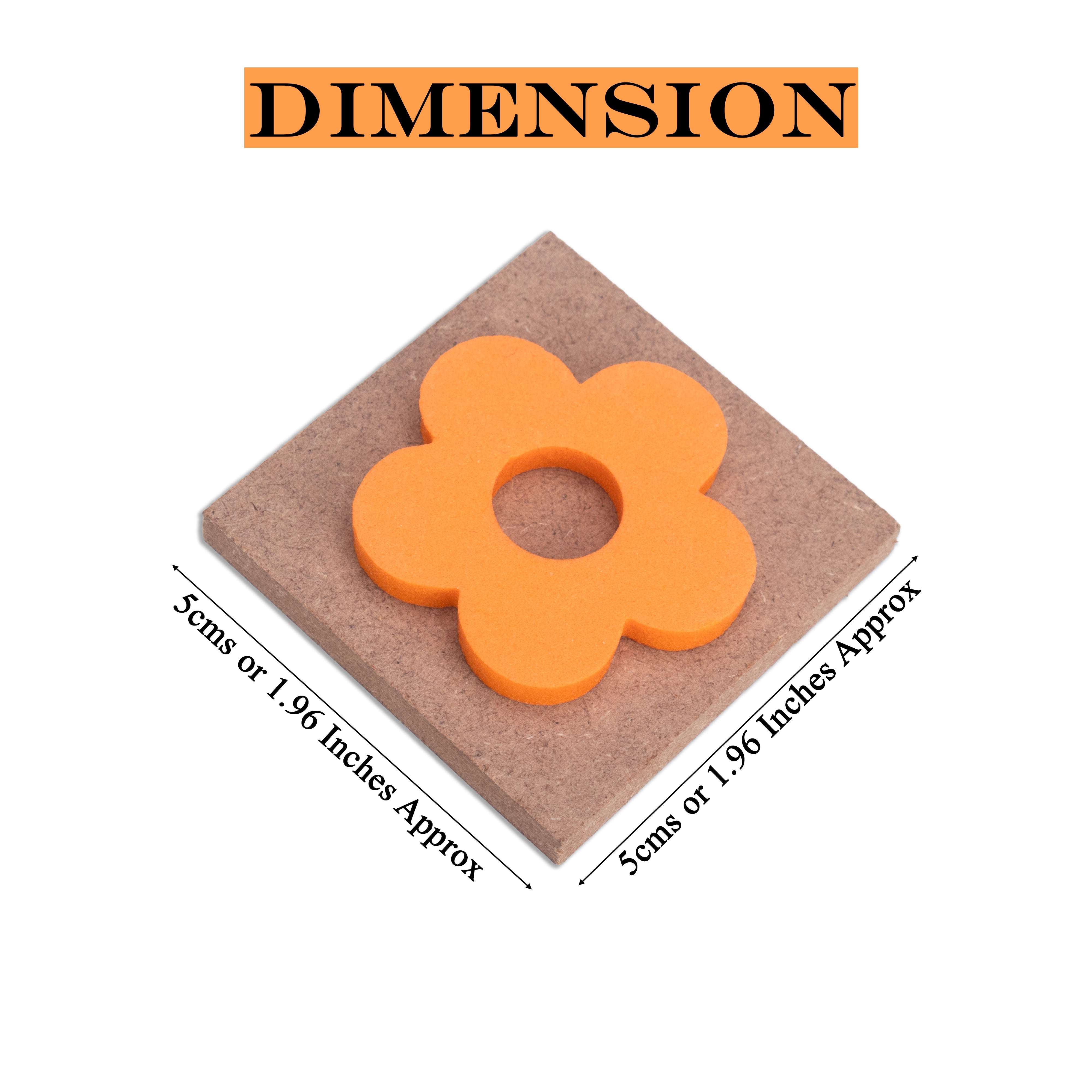 Foam Stamp Floral Blossom 4cm Dia X 5mm Thick (MDF Base 5.5mm thick square 5 x 5cm) 1pc