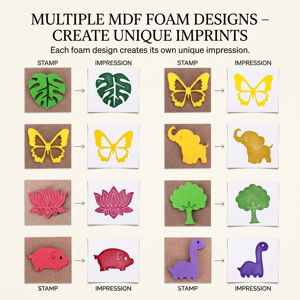 Foam Stamp Floral Blossom 4cm Dia X 5mm Thick (MDF Base 5.5mm thick square 5 x 5cm) 1pc