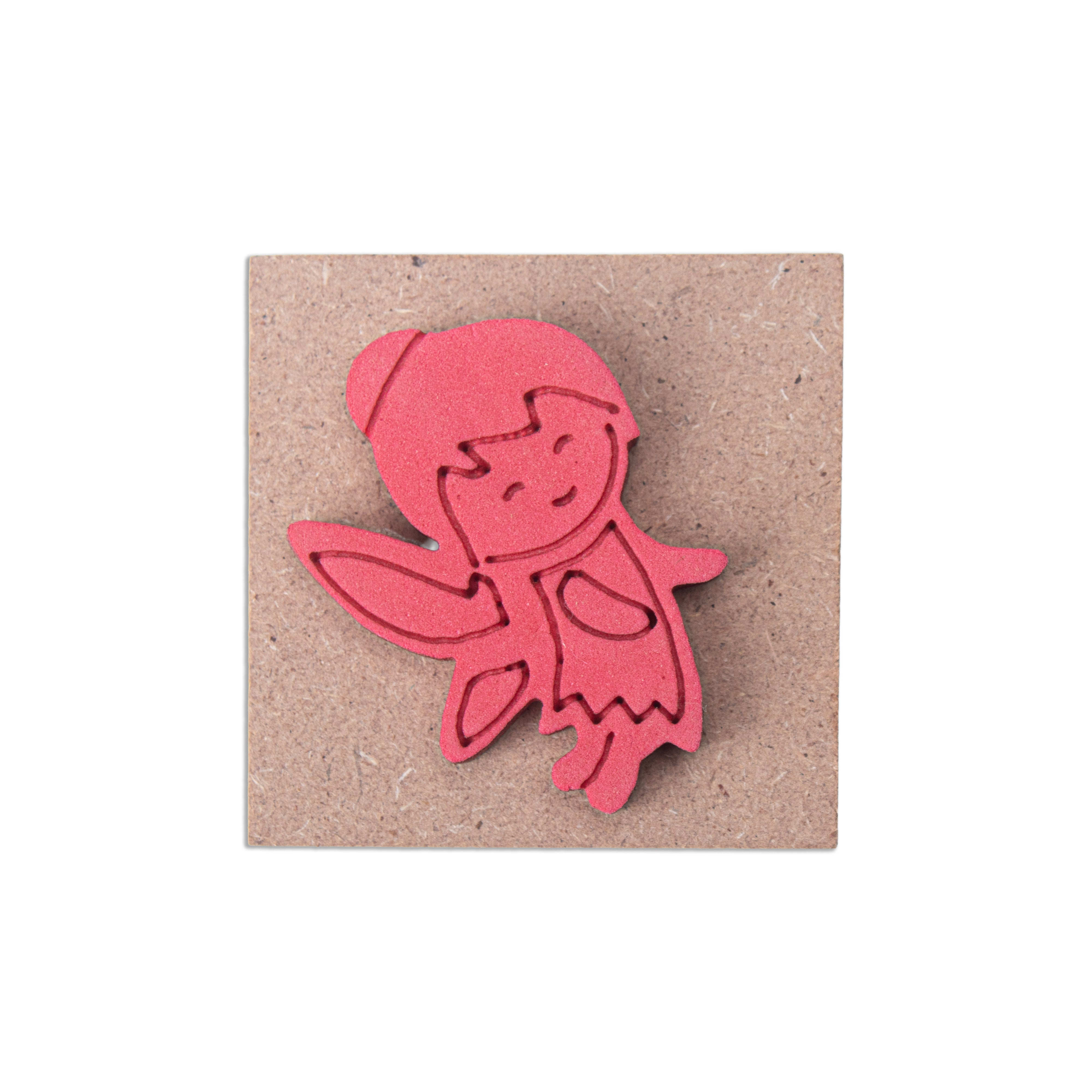Foam Stamp Little Fairy 4.4 x 3.7cm X 5mm Thick (MDF Base 5.5mm thick square 5 x 5cm) 1pc