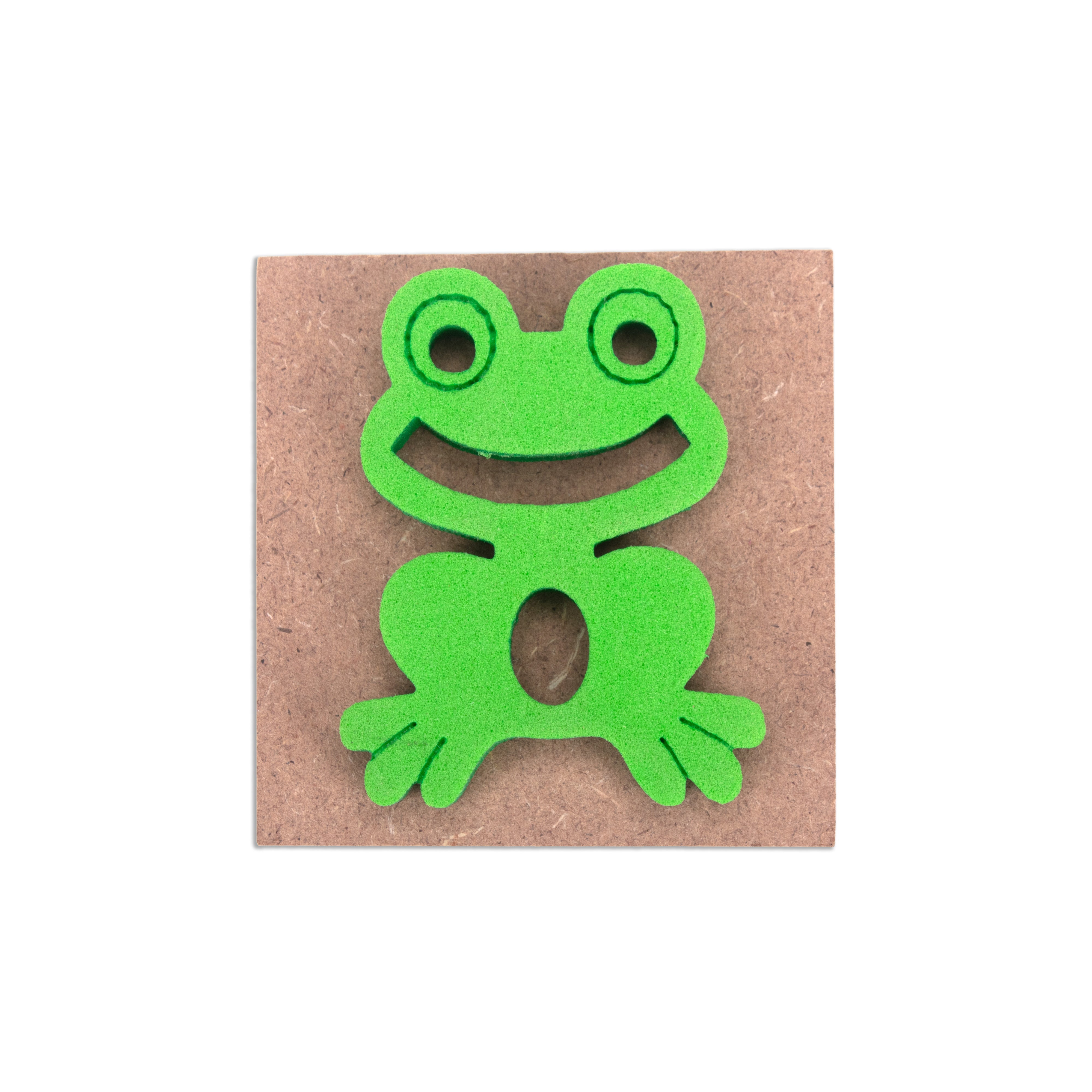 Foam Stamp Happy Frog 4.5 x 3.7cm X 5mm Thick (MDF Base 5.5mm thick square 5 x 5cm) 1pc