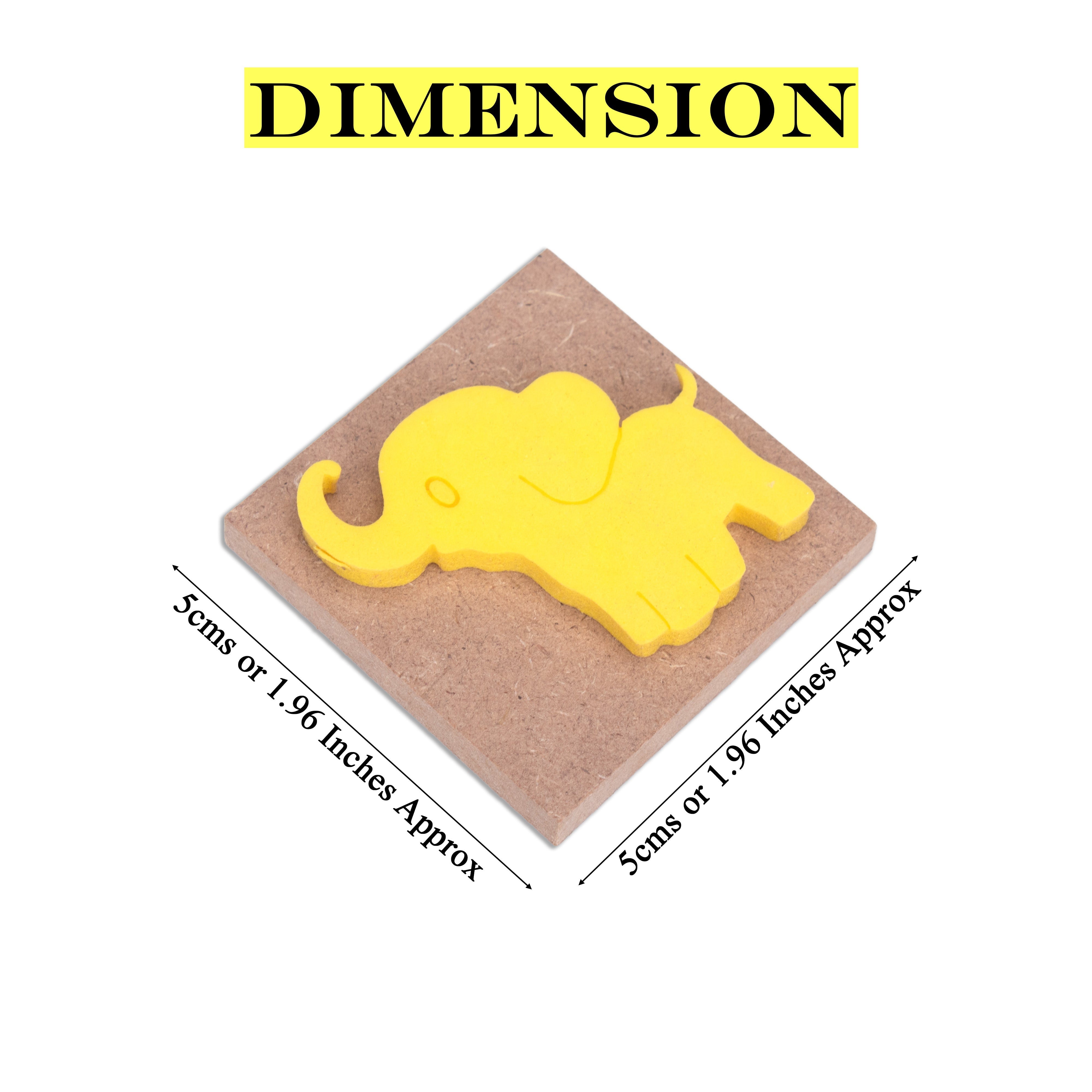 Foam Stamp Baby Elephant 4.4 x 4.4cm X 5mm Thick (MDF Base 5.5mm thick square 5 x 5cm) 1pc