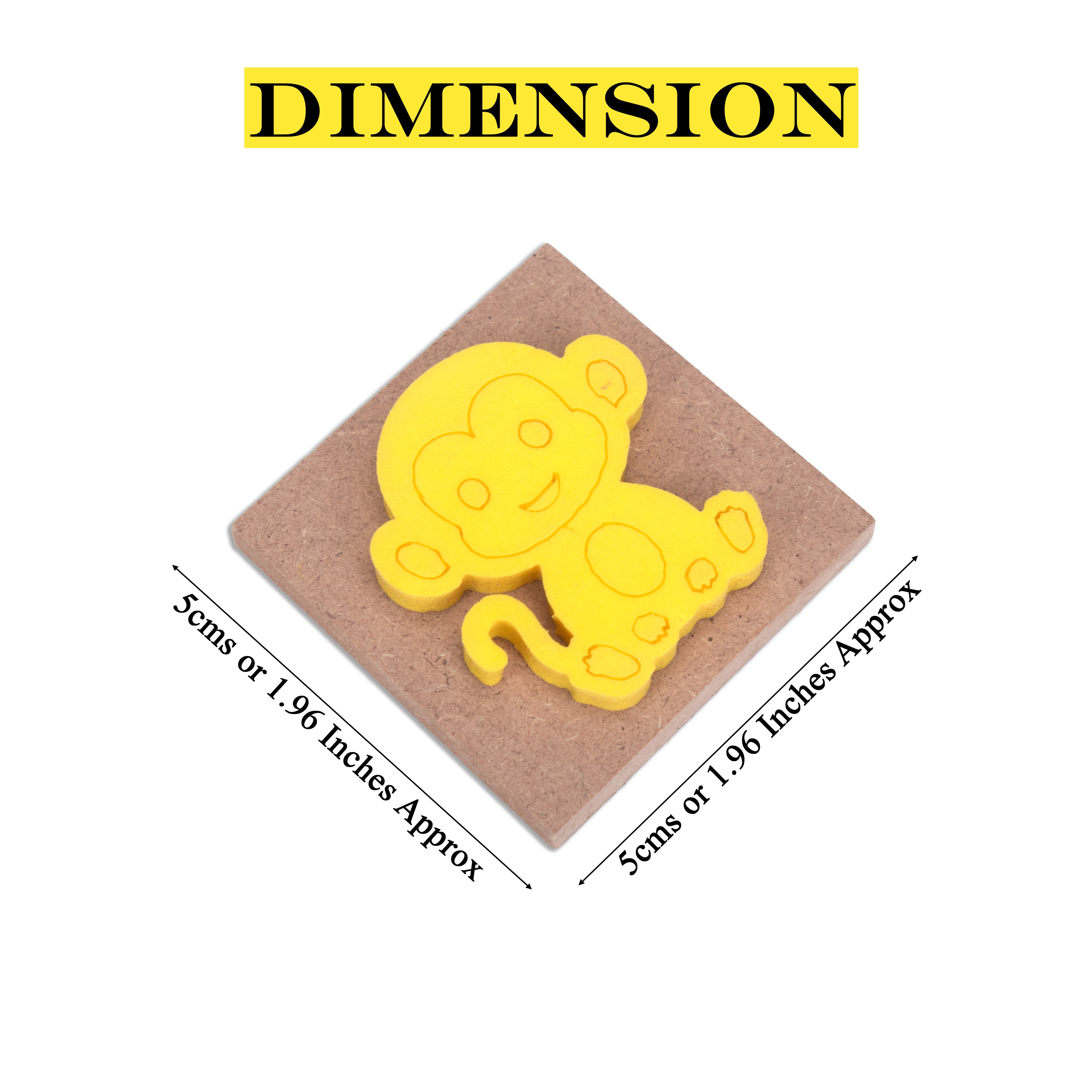 Foam Stamp Monkey 4.7 x 4cm X 5mm Thick (MDF Base 5.5mm thick square 5 x 5cm) 1pc