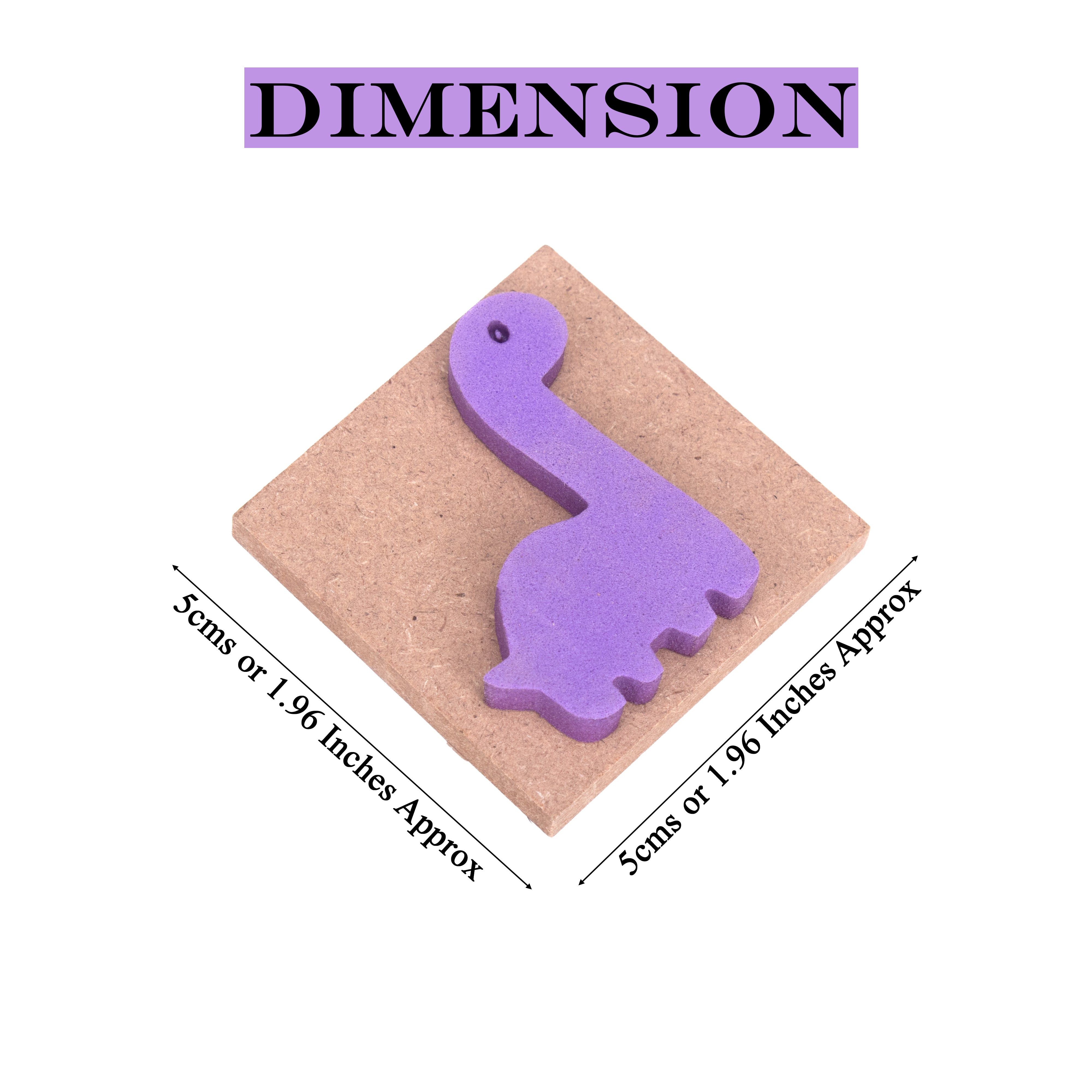 Foam Stamp Baby Dino 4.6 x 4cm X 5mm Thick (MDF Base 5.5mm thick square 5 x 5cm) 1pc