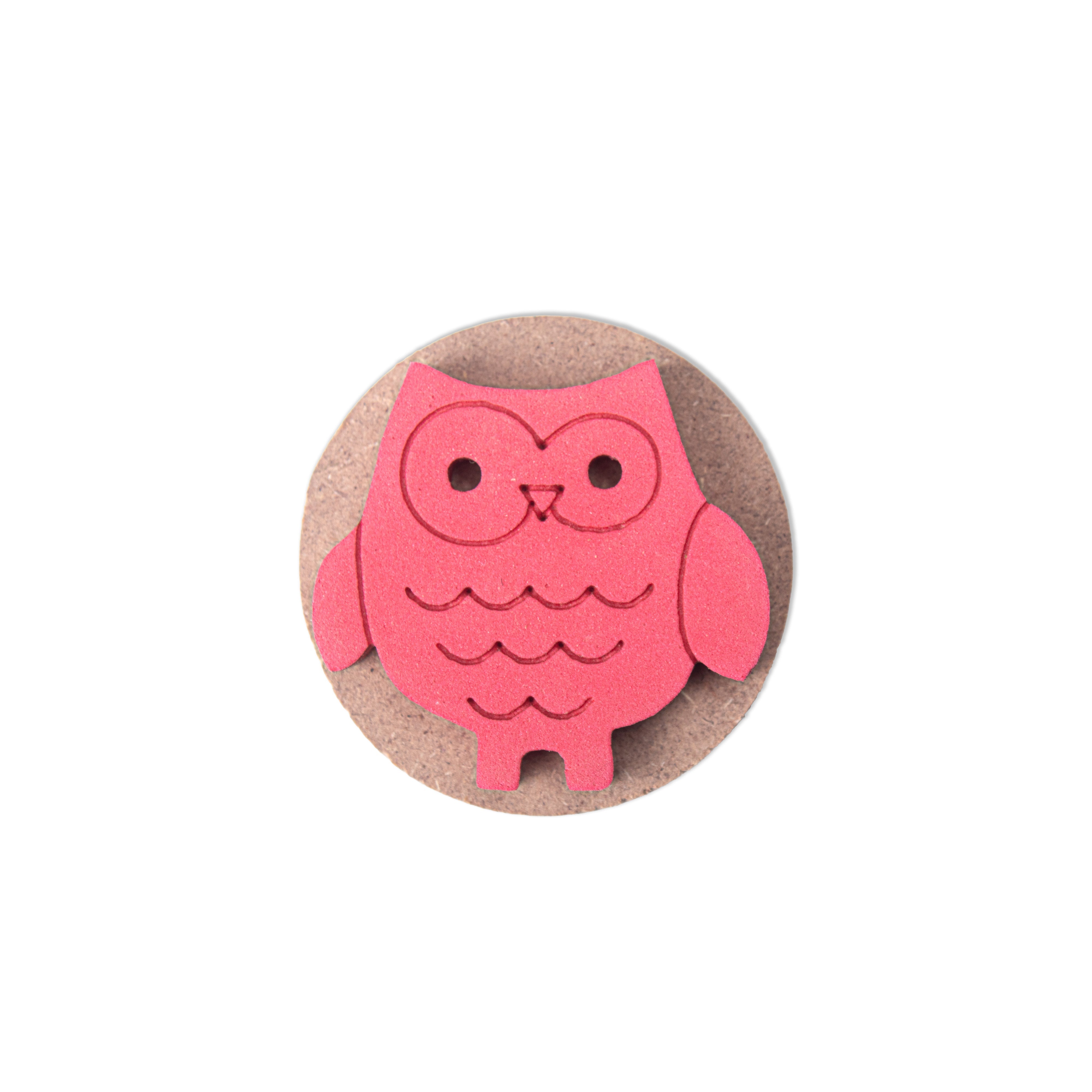 Foam Stamp Owl 4.7 x 4.6cm X 5mm Thick (MDF Base 5.5mm thick square 5 x 5cm) 1pc