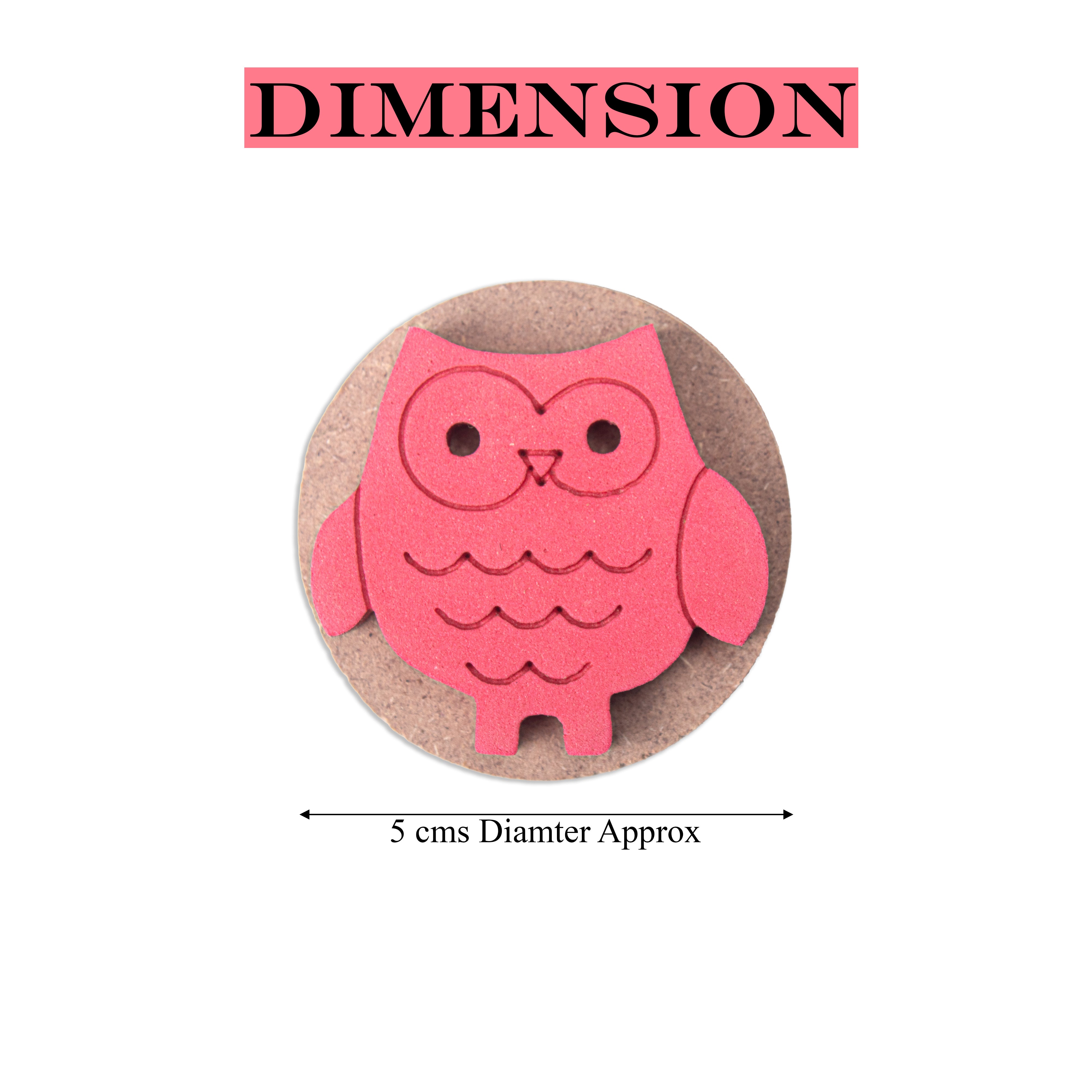 Foam Stamp Owl 4.7 x 4.6cm X 5mm Thick (MDF Base 5.5mm thick square 5 x 5cm) 1pc