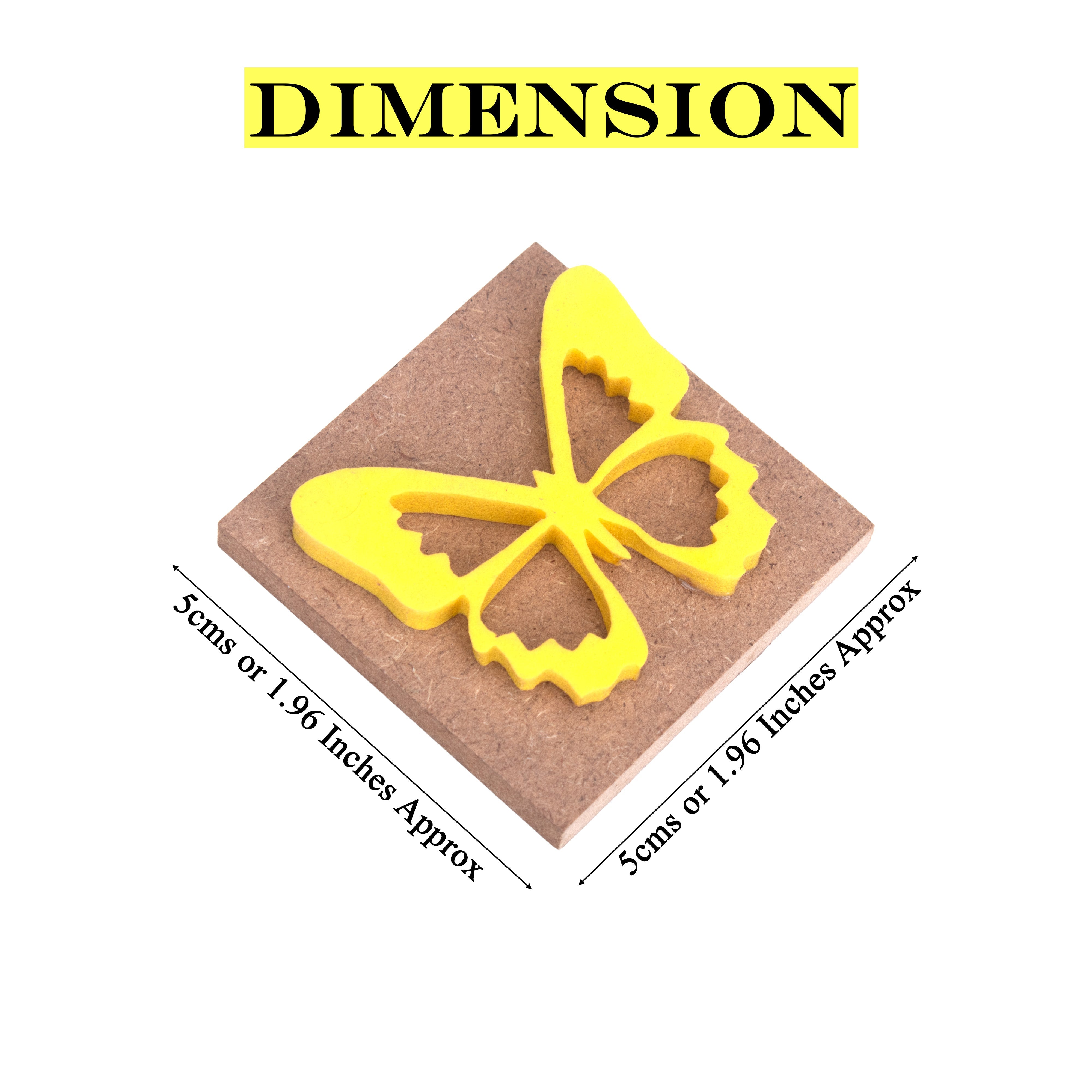 Foam Stamp Whimsy Flutter 4.5 x 4cm X 5mm Thick (MDF Base 5.5mm thick square 5 x 5cm) 1pc