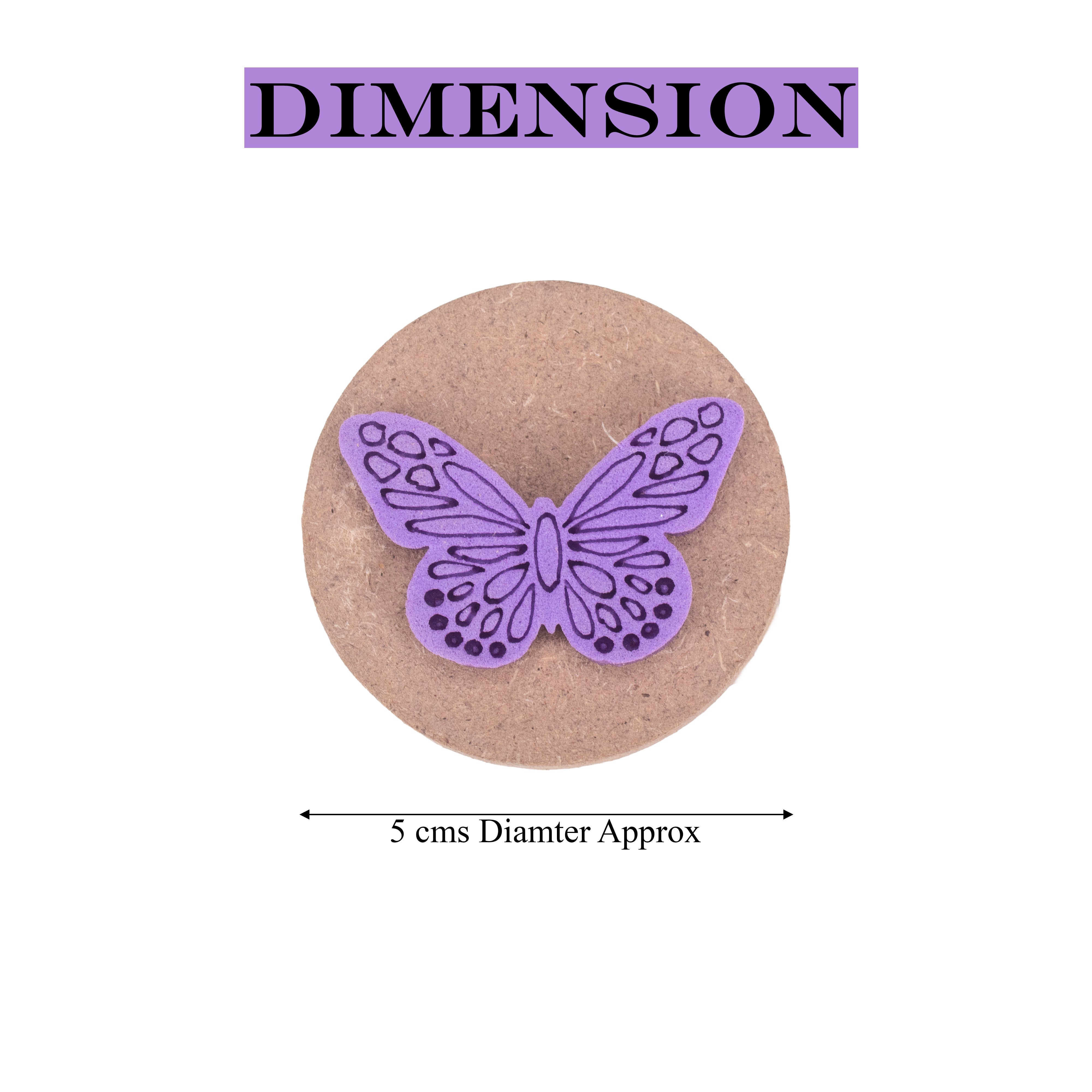 Foam Stamp Ornate Butterfly 4.2 x 3cm X 5mm Thick (MDF Base 5.5mm thick round 5cm dia) 1pc