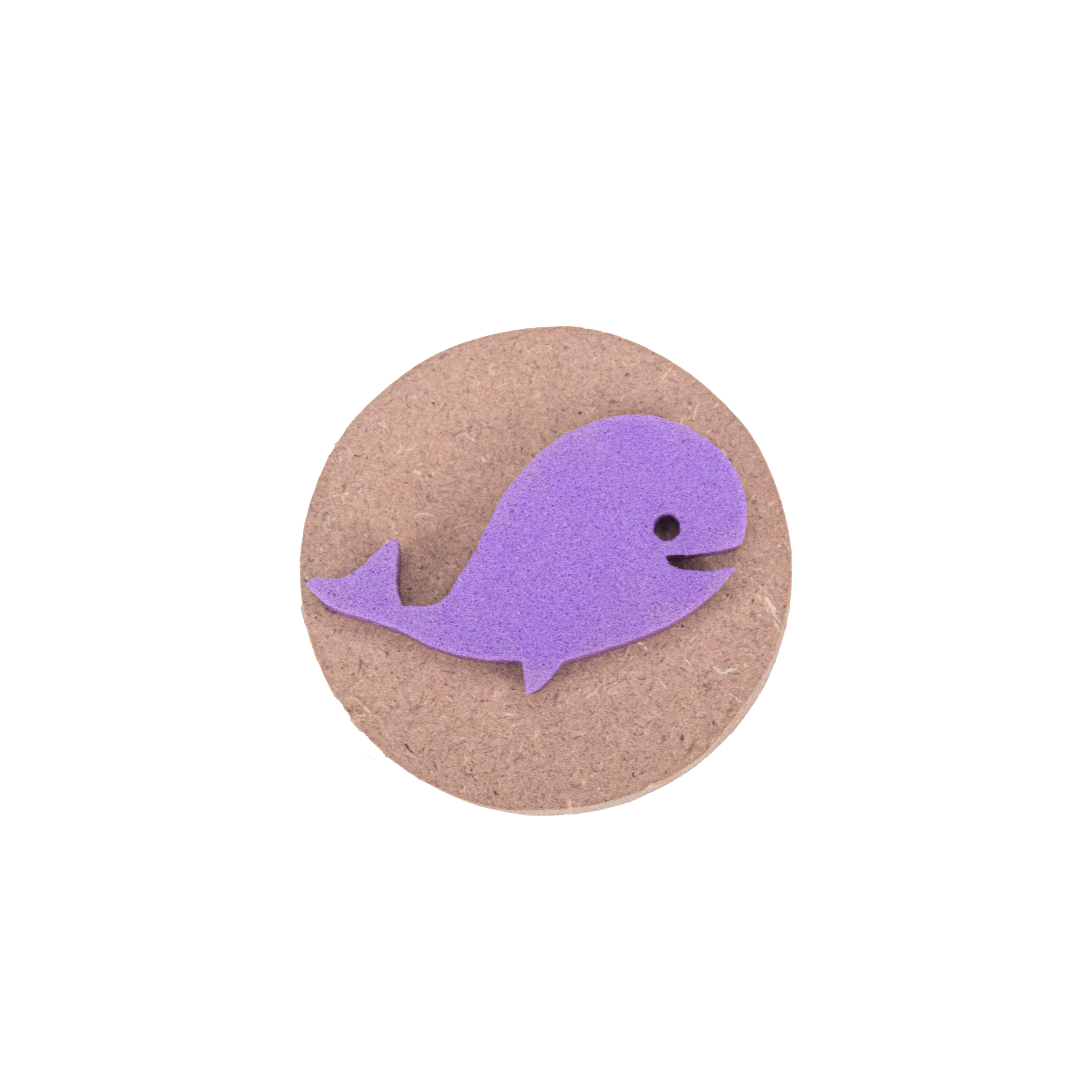 Foam Stamp Whale 4.5 x 2.3cm X 5mm Thick (MDF Base 5.5mm thick round 5cm dia) 1pc